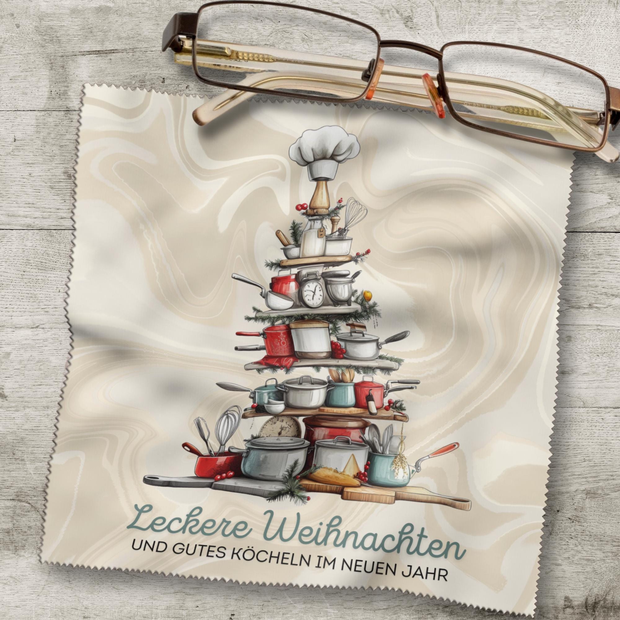 Brillenputztuch Tannenbaum Weihnachten Wichtelgeschenk Koch Geschenk Köchin bedrucktes Mikrofasertuch für Brillen Display Handy #WE21