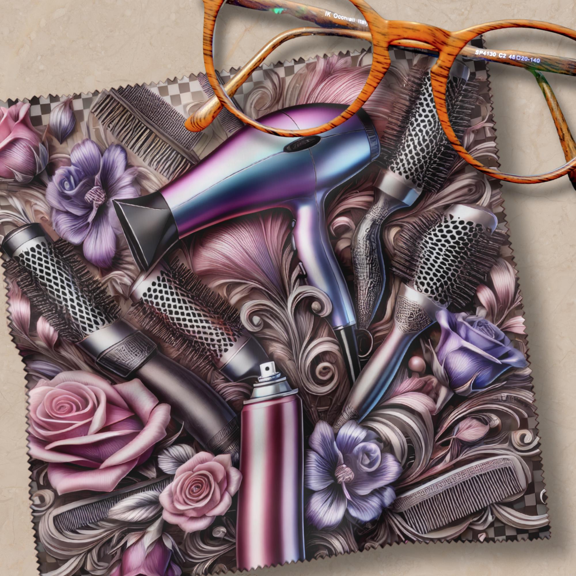 Brillenputztuch Friseur bedrucktes Mikrofasertuch für Brille Display Handy Sonnenbrille Größe 15x15 cm oder 20x20 cm #BE17