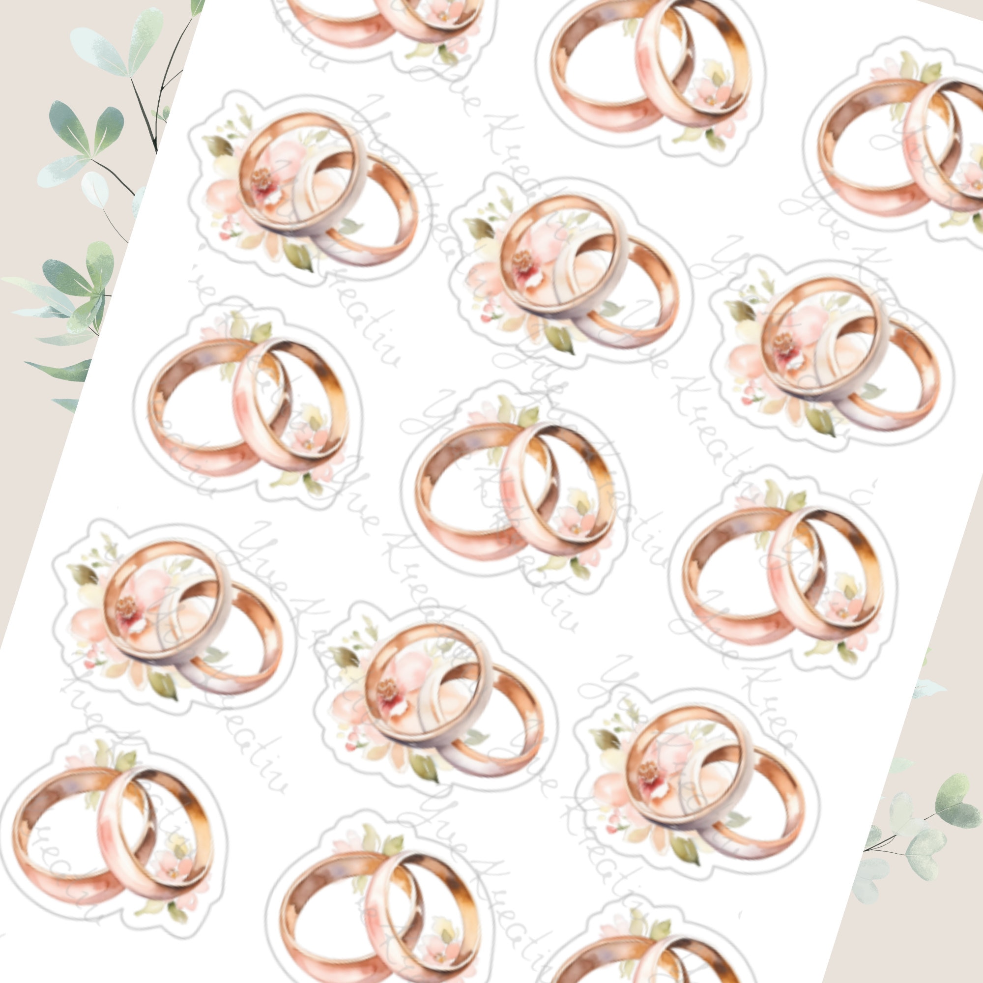 Sticker Bogen, Aufkleber, Hochzeit, Eheringe, Ringe | Sticker Set, Stickerbogen zur Auswahl in Weiß - Transparent - Matt - Glanz