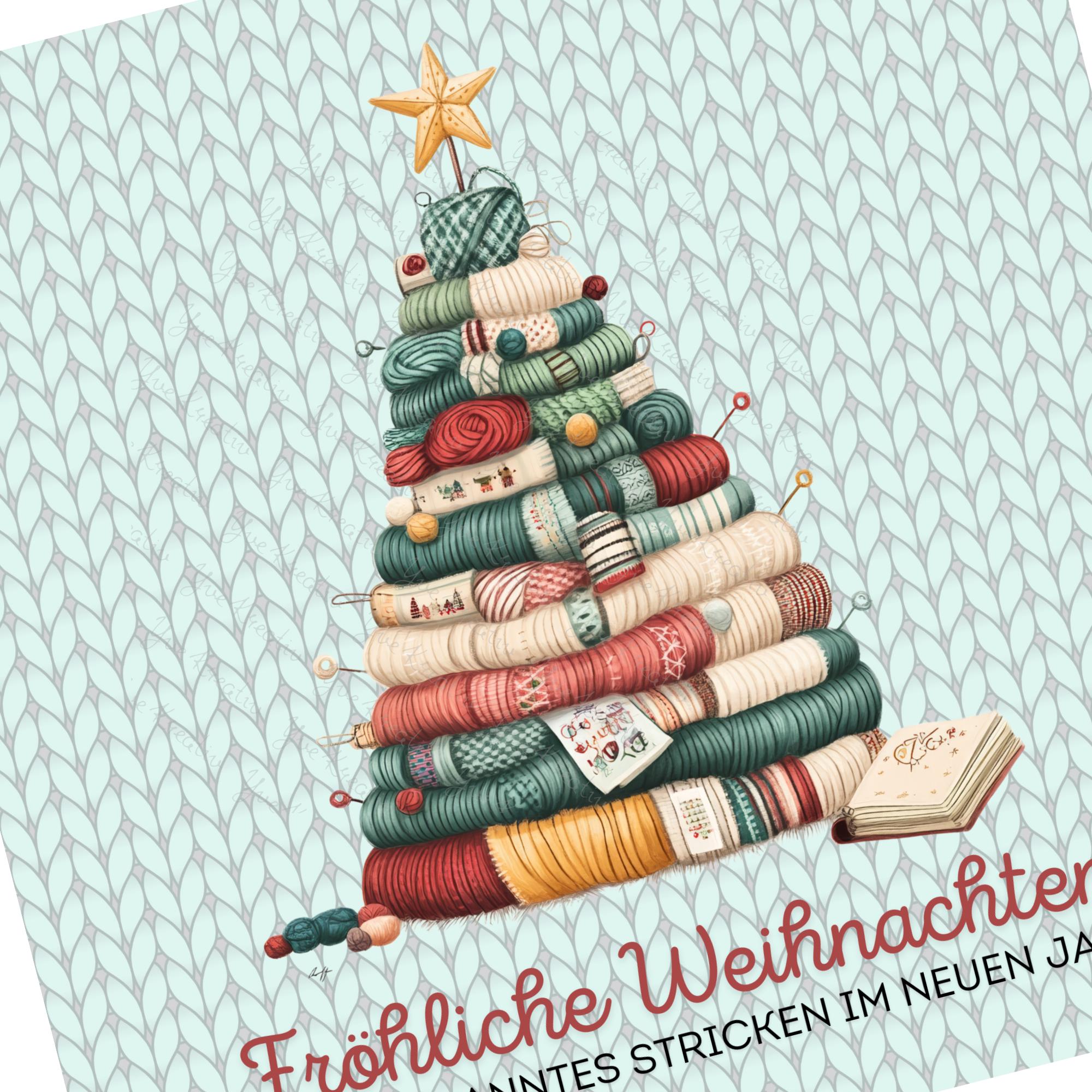 Brillenputztuch Tannenbaum Weihnachten Wichtelgeschenk Stricken Geschenk bedrucktes Mikrofasertuch für Brillen Display Handy #WE14