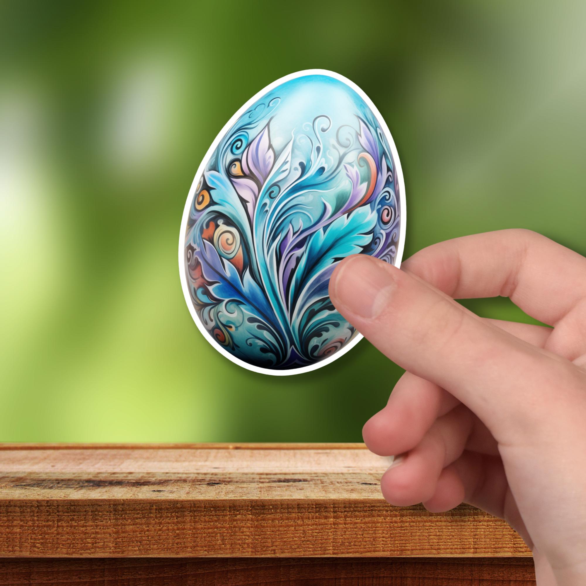 Aufkleber Ostern großer 8 cm Sticker Osterei Deko Osterfest Geschenkaufkleber Dekoei - zur Auswahl in Weiß oder Transparent  #SEG8