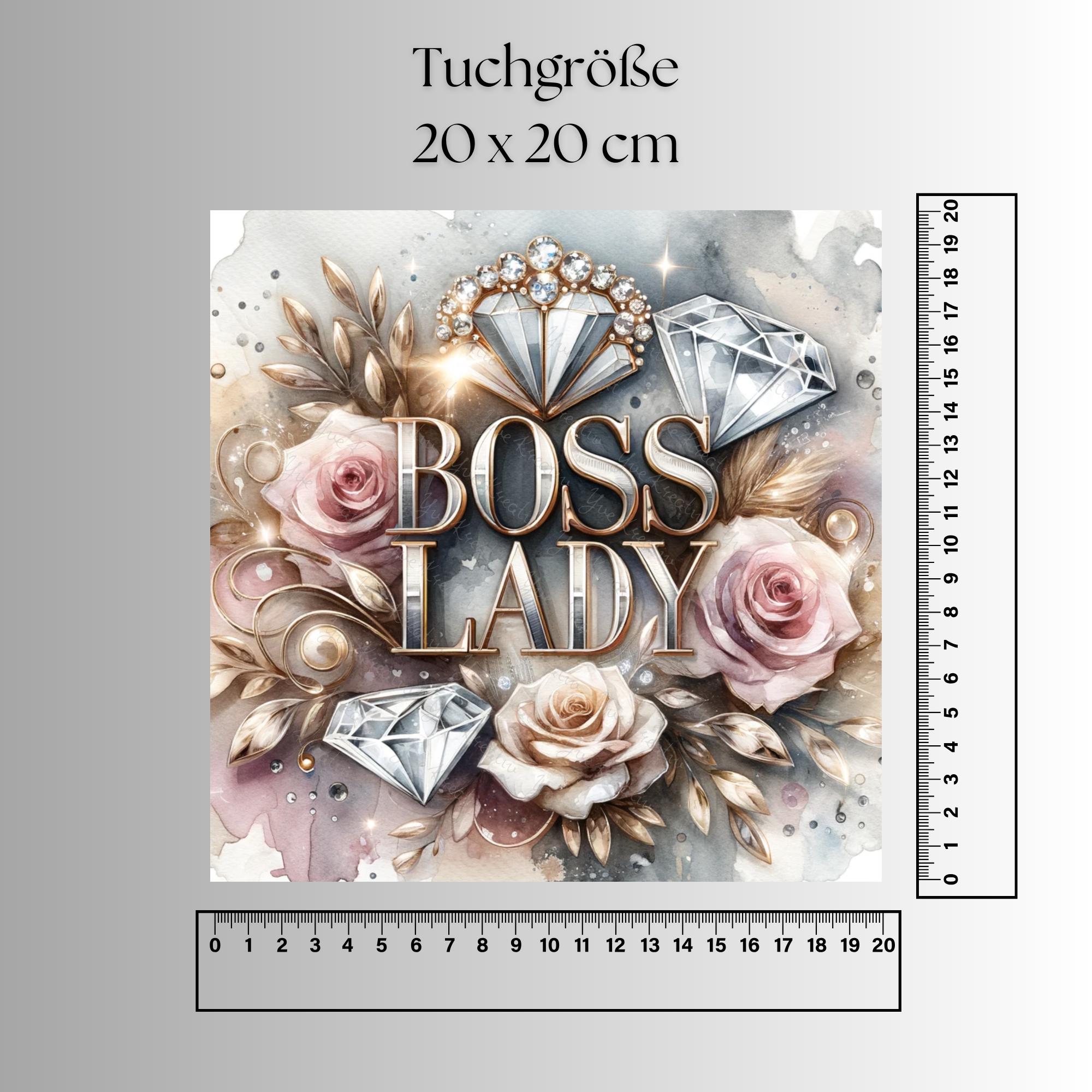 Brillenputztuch Boss Lady bedrucktes Mikrofasertuch für Brille Display Handy Sonnenbrille Größe 15x15 cm oder 20x20 cm #BE18