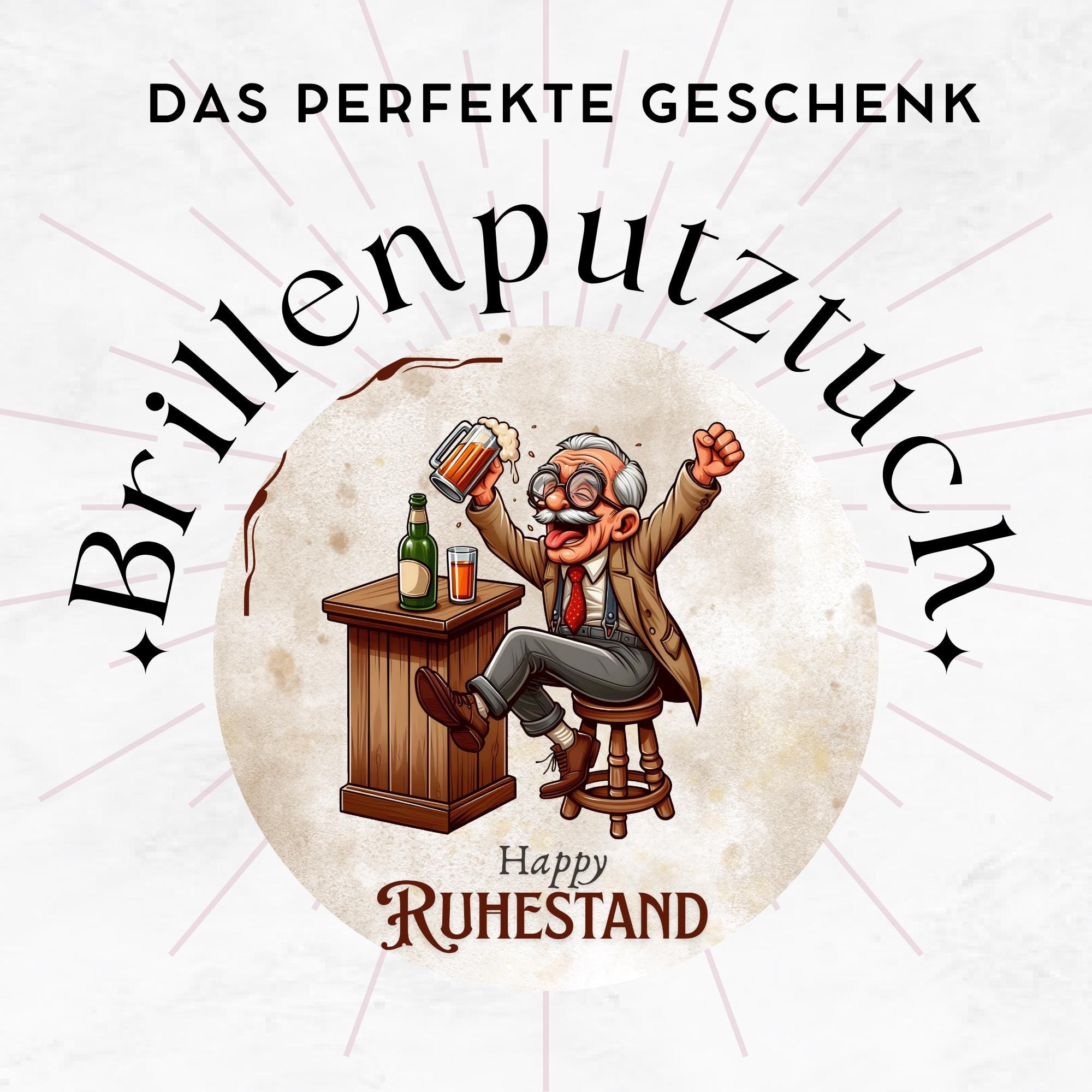 Brillenputztuch Ruhestand bedrucktes Mikrofasertuch für Brille Sonnenbrille Display Handy Geschenk zur Rente Abschied Kollege #BE16