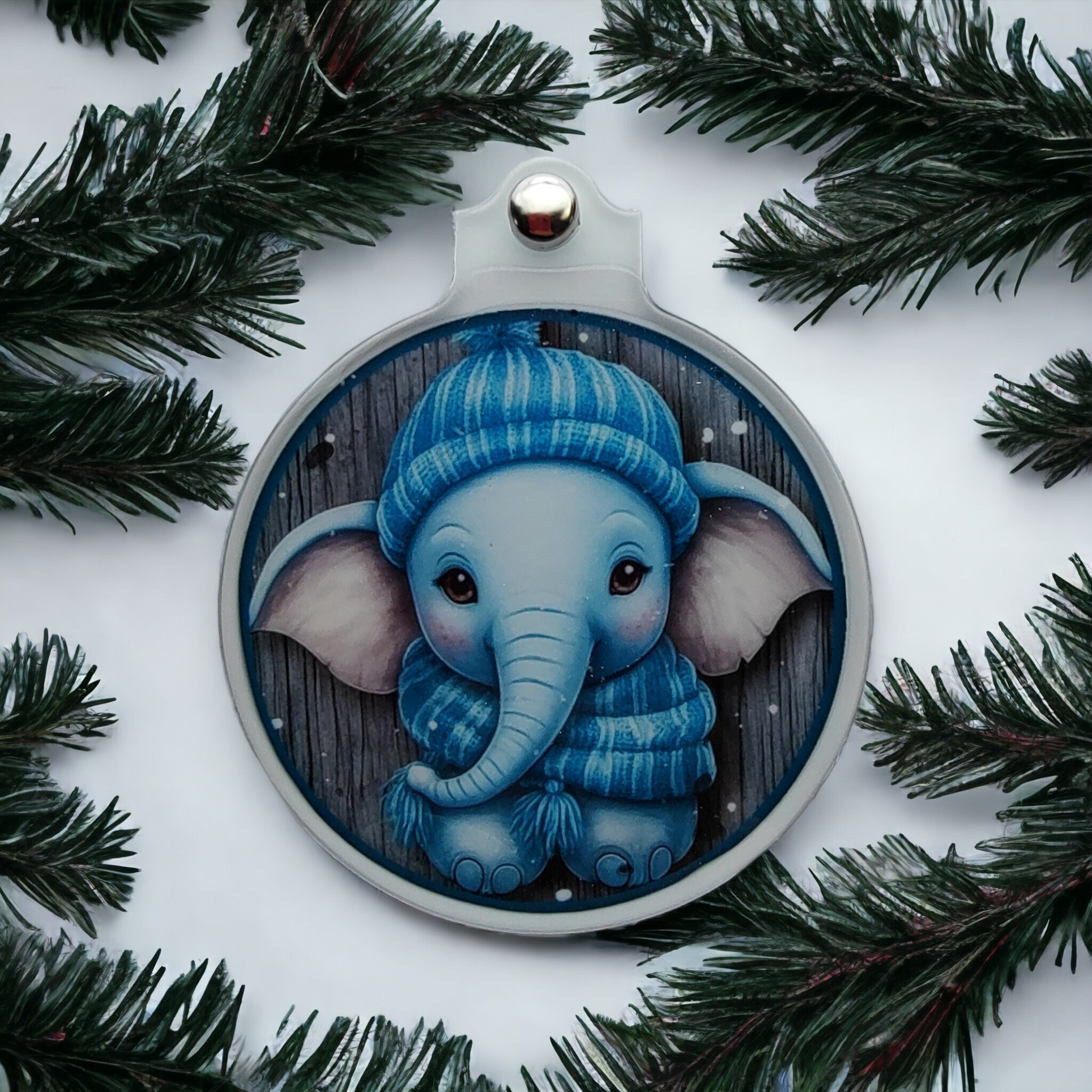 Weihnachtskugel Weihnachtsschmuck Baumanhänger Christmas Ornaments auf einer runden Weihnachtskarte inkl. Kuvert  #1608305186