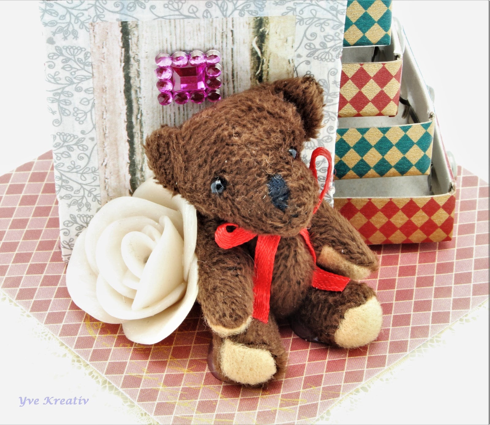 Mini Komode aus Streichholzschachteln mit Bär / Teddybär für Geldgeschenk / Gutschein / Aufbewahrung / Schubladen  #680669984