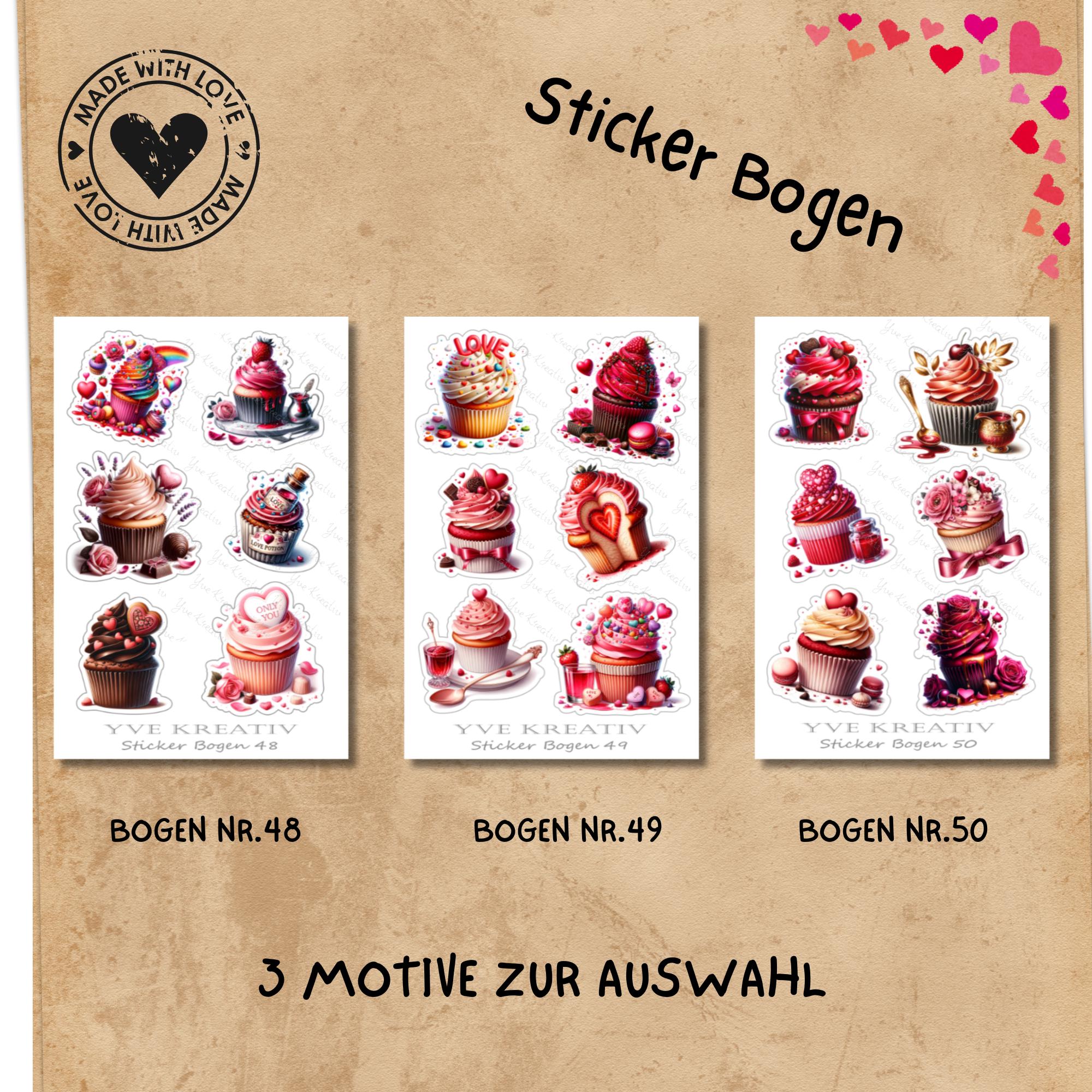 Aufkleber Cupcake Sommer Sticker Bogen Erdbeere Muffin Stickerbogen 3 Bögen zur Auswahl in Weiß - Transparent - Matt - Glanz #SBA6 Aufkleber Cupcake Sommer Sticker Bogen Erdbeere Muffin Stickerbogen 3 Bögen zur Auswahl in Weiß - Transparent - Matt - Glanz #SBA6