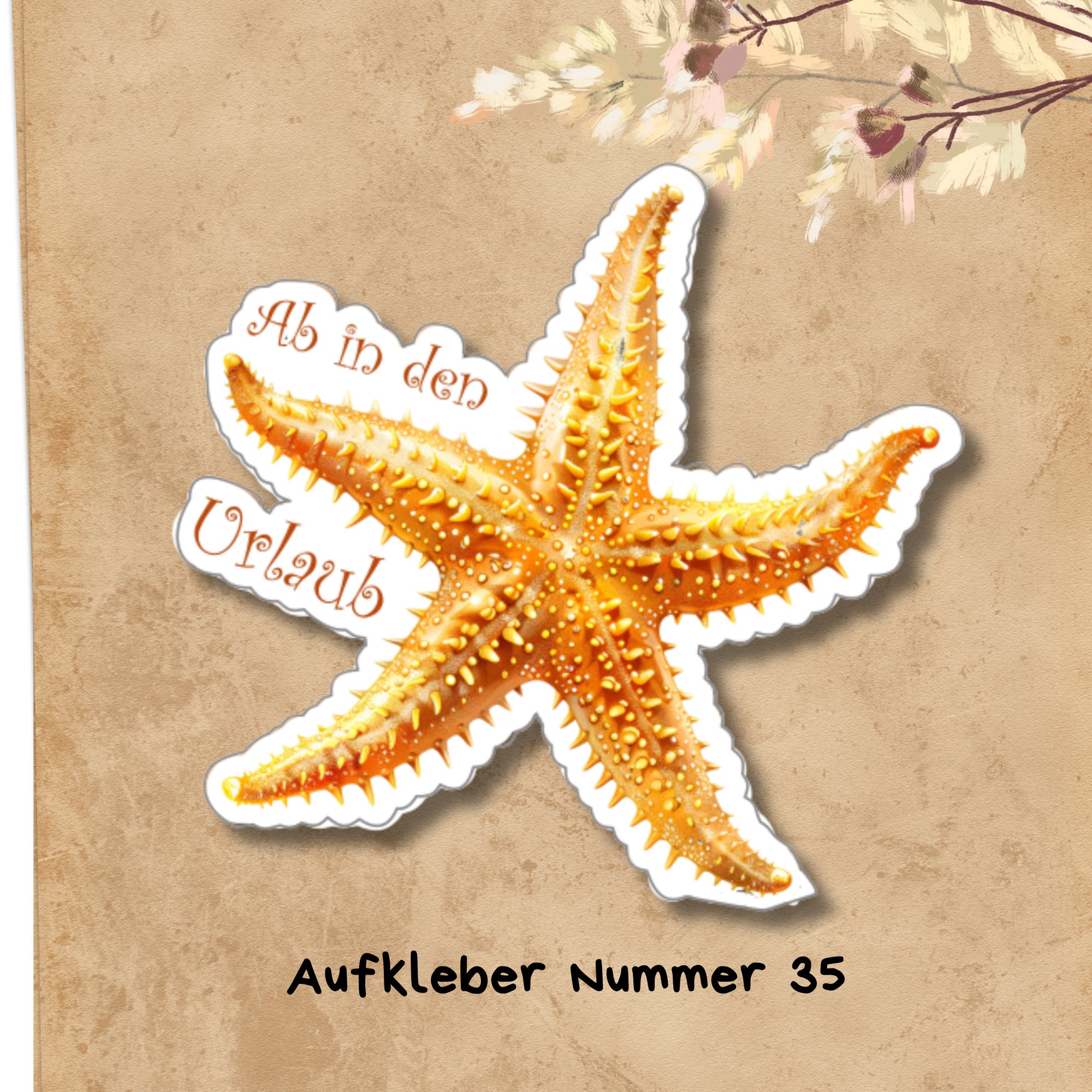 Kofferaufkleber, Großer Aufkleber Muschel Seestern, Reiseaufkleber, Sticker, großer Koffersticker in Weiß oder Transparent  #SEG8