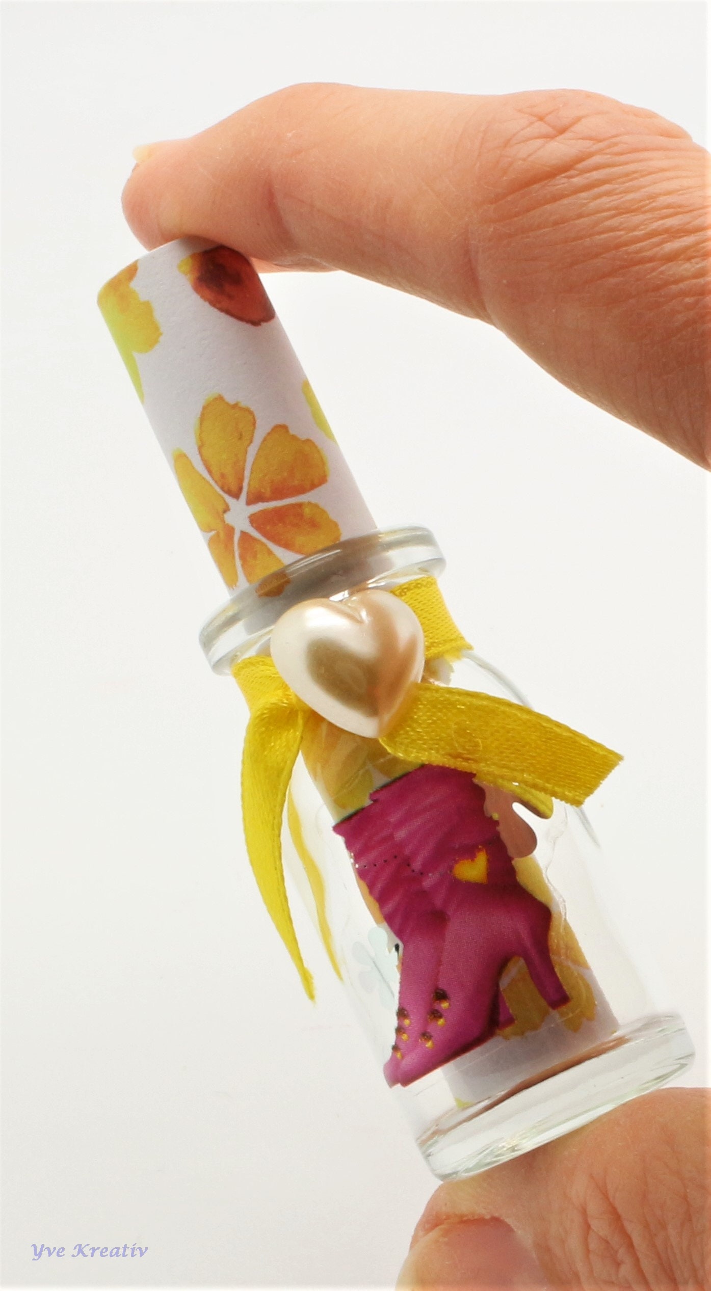 Flaschenpost Fläschchen aus Glas für Gutscheine oder Geldgeschenke mit Papierrolle für Glückwünsche und Nachrichten