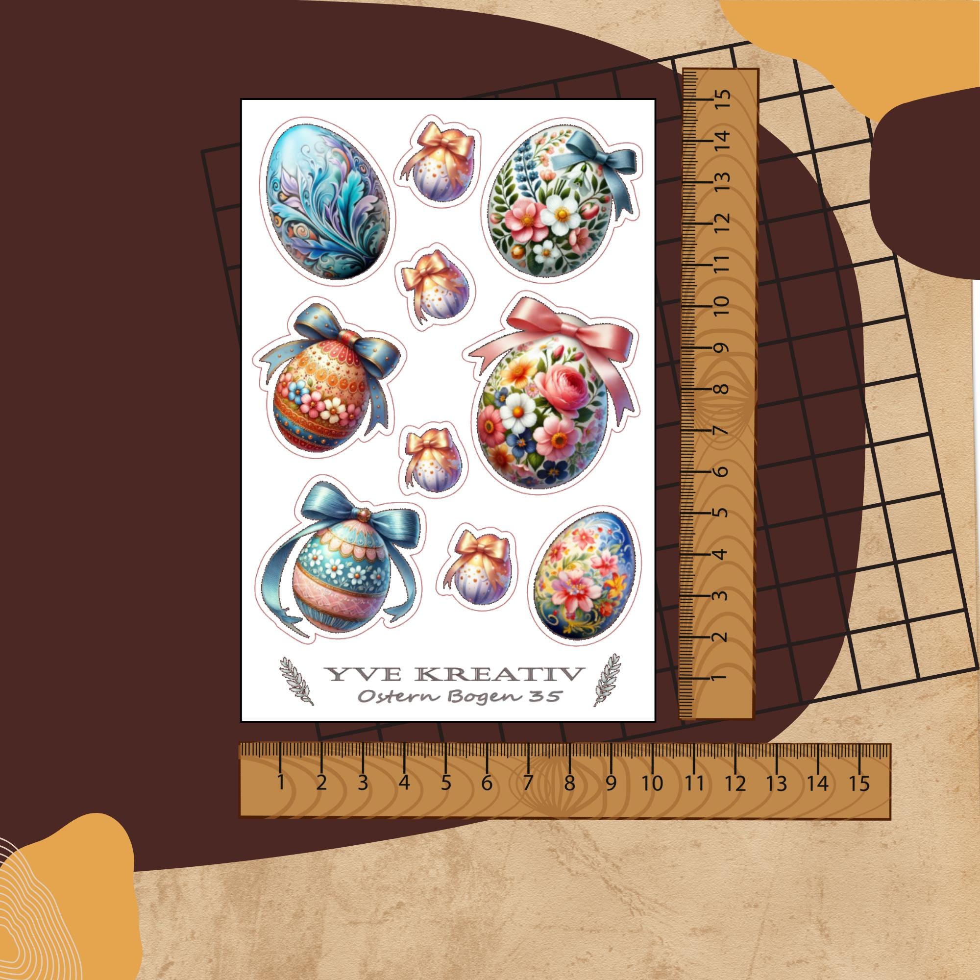 Sticker Bogen Aufkleber  "Ostern Ostereier" | Sticker Set - 4 Stickerbogen zur Auswahl in Weiß - Transparent - Matt - Glanz  #SBA6