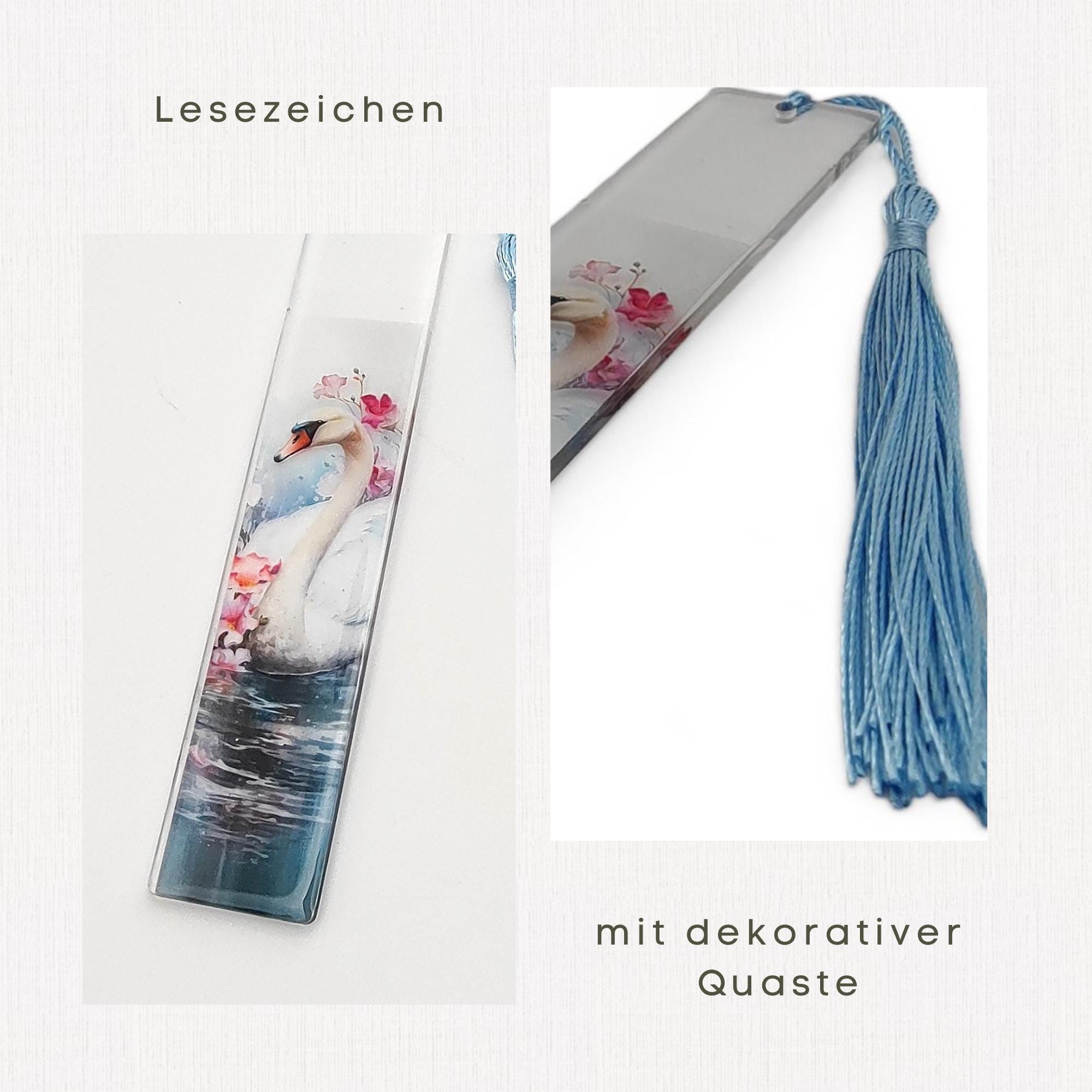 Lesezeichen aus Epoxidharz transparent Schwan Geschenk Geburtstag Mitbringsel zum Buchgeschenk #LEEPOX