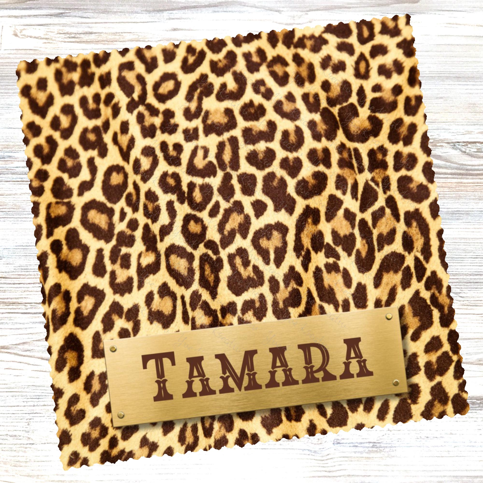Brillenputztuch Leopard Print personalisiert mit Namen bedrucktes Mikrofasertuch für Display Handy Sonnenbrille Geschenk Animalprint #TI162P