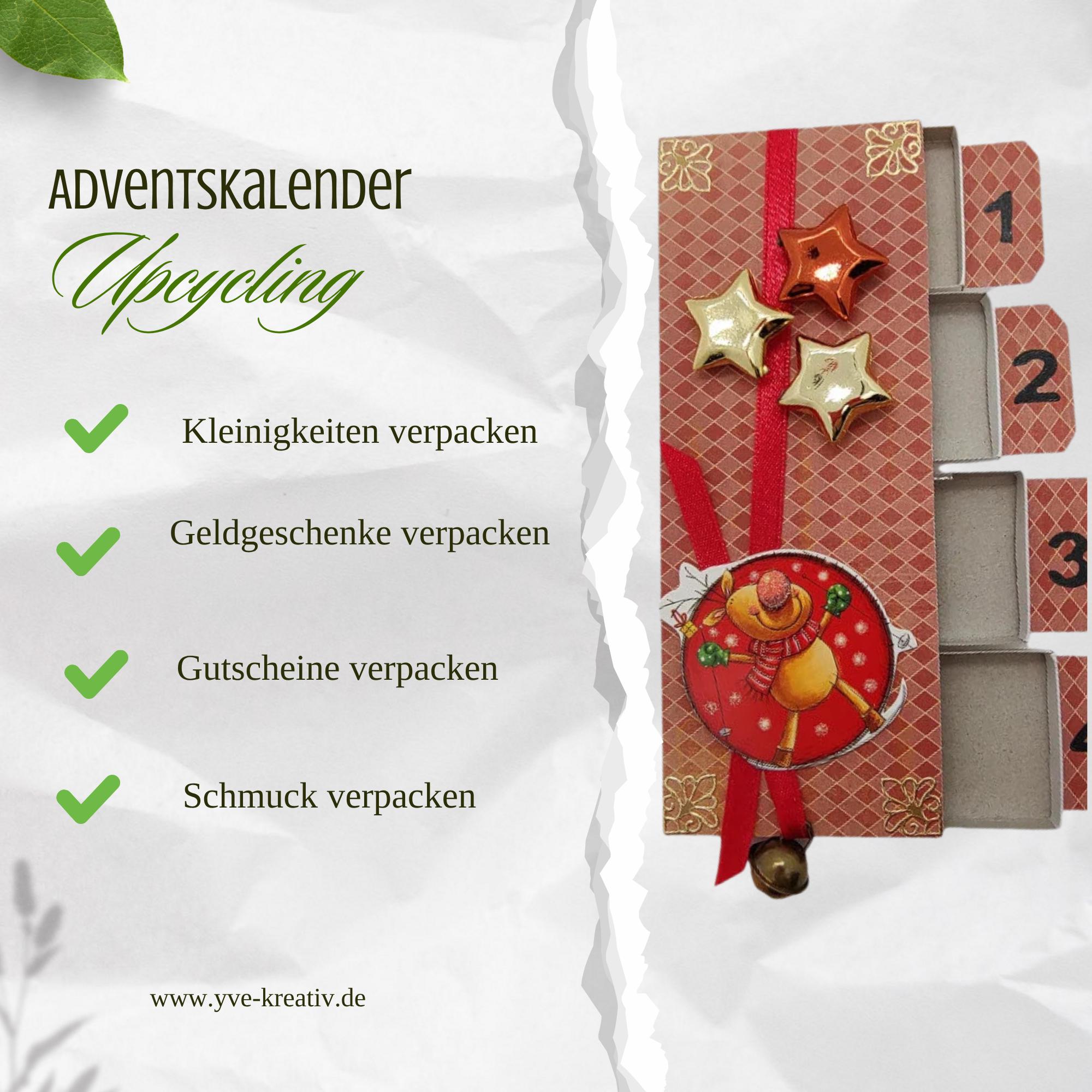 Adventskalender zum Befüllen aus 4 Streichholzschachteln Upcycling kleine Adventsgeschenke Geldgeschenk Weihnachten Mitbringsel #613960814