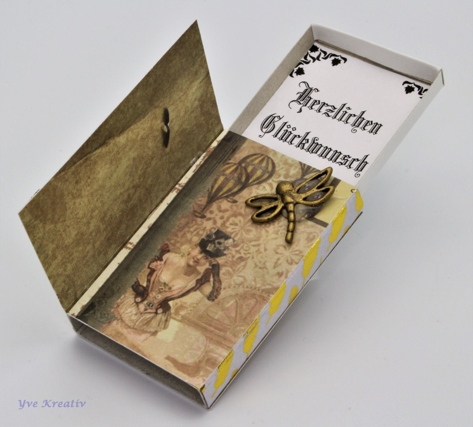 Kleine Schachtel, verzierte Streichholzschachtel als originelle Geschenkverpackung für Geld, Gutscheine und mehr