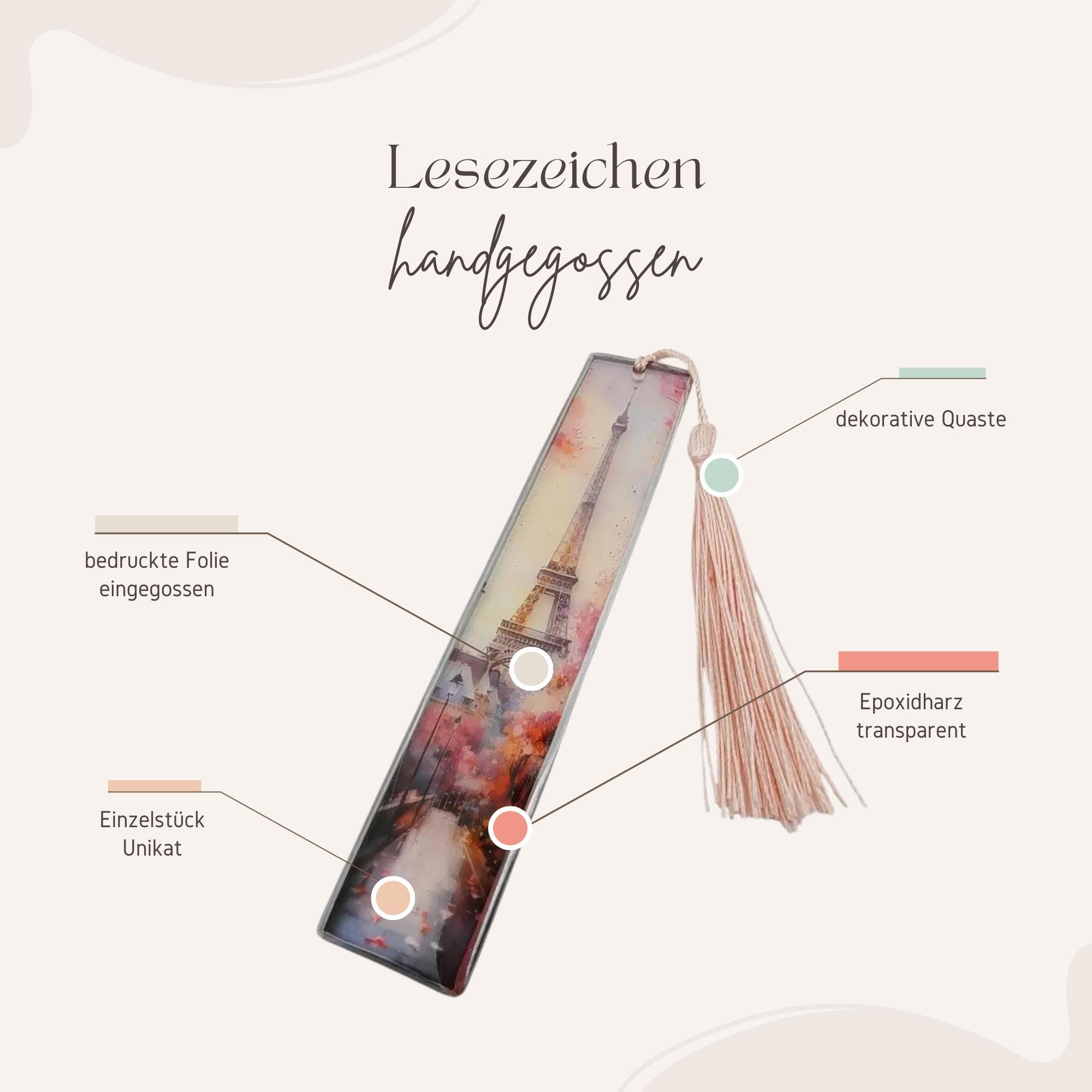 Lesezeichen aus Epoxidharz Geschenk Geburtstag Buchgeschenk Paris Bookmark Reise Gutschein Frankreich #LEEPOX
