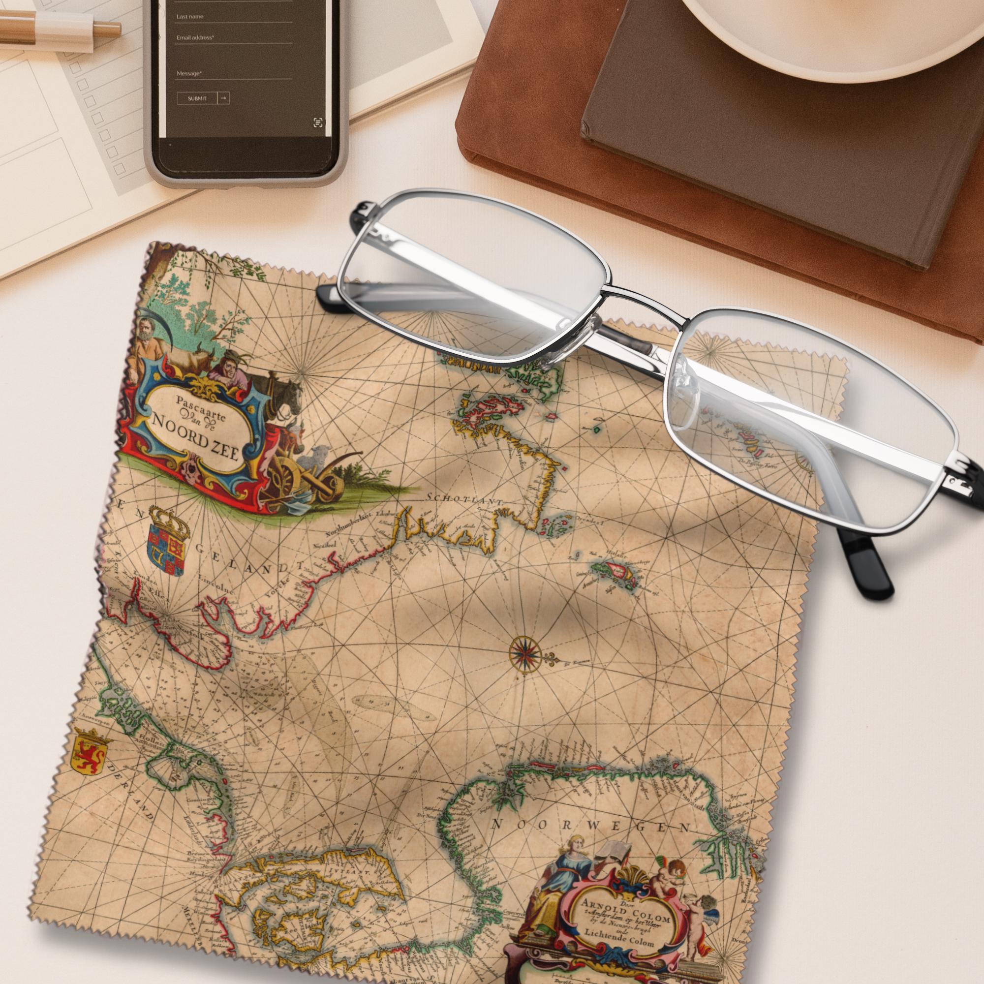 Brillenputztuch Alte Landkarte bedrucktes Mikrofasertuch für Sonnenbrille Displays Handy Geburtstag Geschenk Reise Gutschein Urlaub #UR14