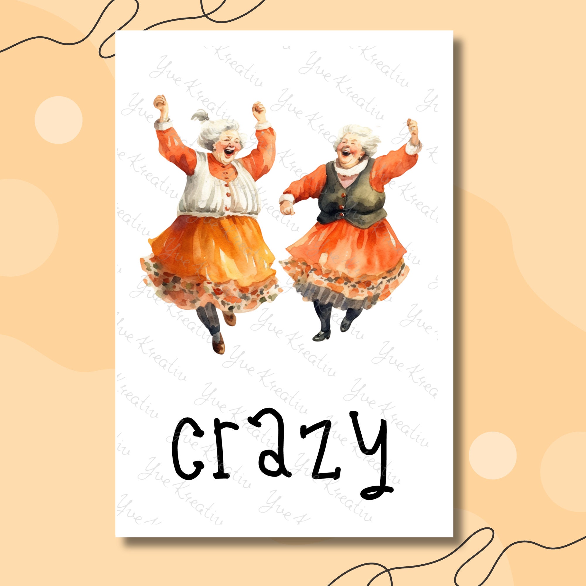 Postkarte, Grußkarte, Karte zum Geburtstag I Crazy, Funny, Lovely I Old Lady, Großmütter, Beste Freundin  #PHO