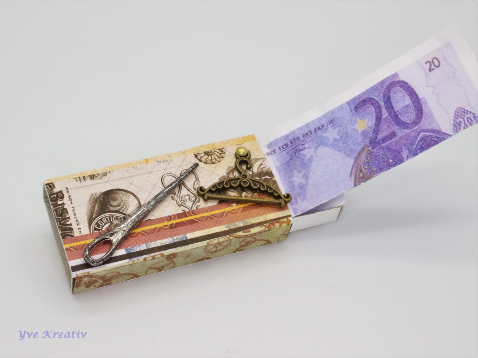 Kleine Schachtel, verzierte Streichholzschachtel als originelle Geschenkverpackung für Geld, Gutscheine und mehr