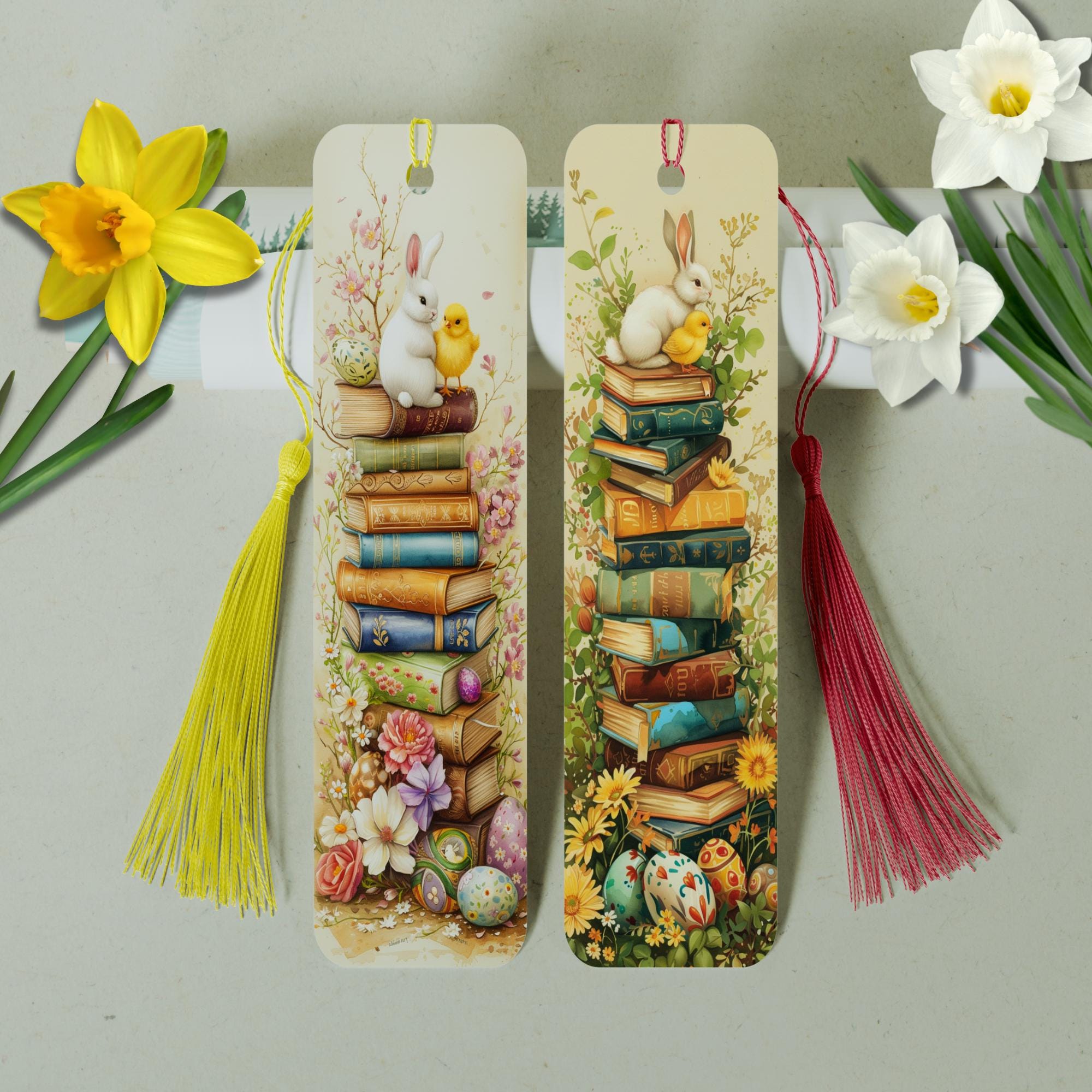 Lesezeichen aus Aluminium Geschenk zu Ostern Hase Osterhase Ostereier Bücher Bookmark - 2 Motive zur Auswahl  #LEALU