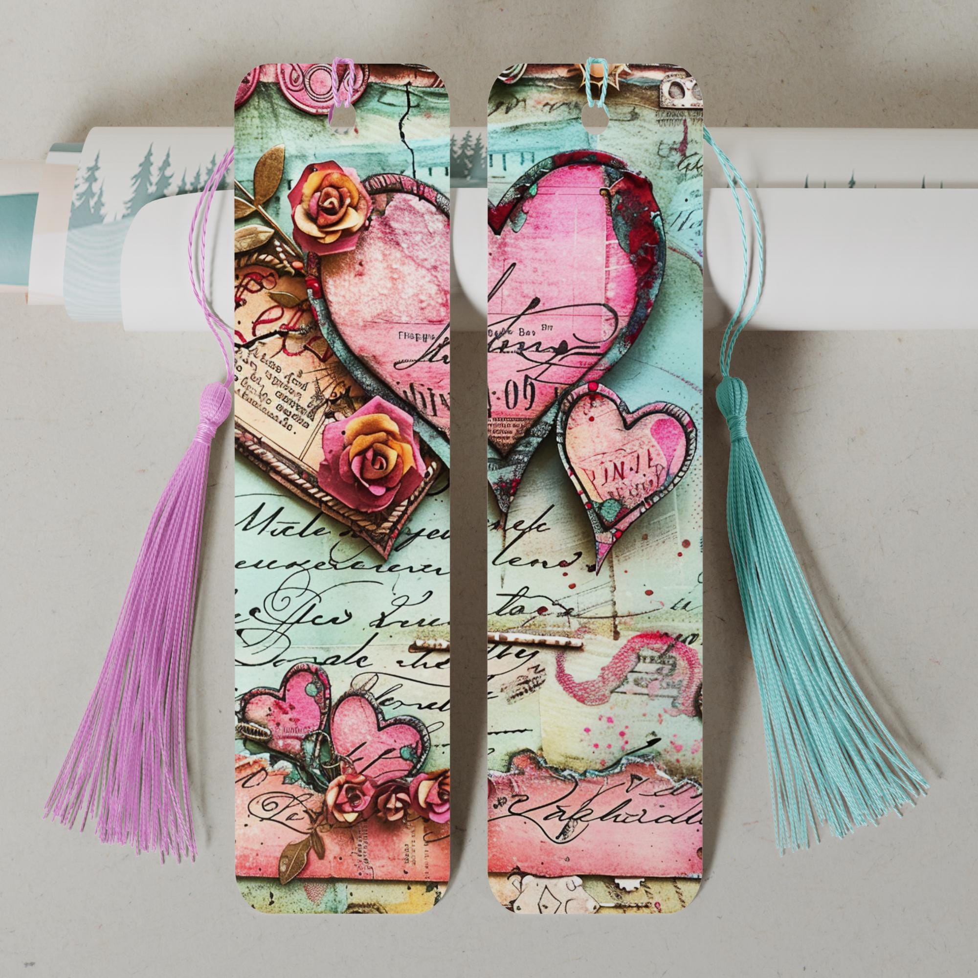 Lesezeichen aus Aluminium Geschenk zum Geburtstag Valentinstag Bücher Bookmark - 2 Motive zur Auswahl  #LEALU