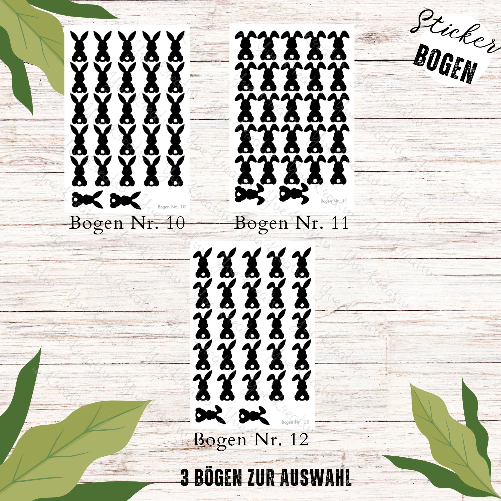 Sticker Bogen Aufkleber - Hase Häschen | 27 Vinyl Sticker pro Bogen - Journal Sticker - 3 Stickerbogen zur Auswahl I Farbe wählbar  #SVEY