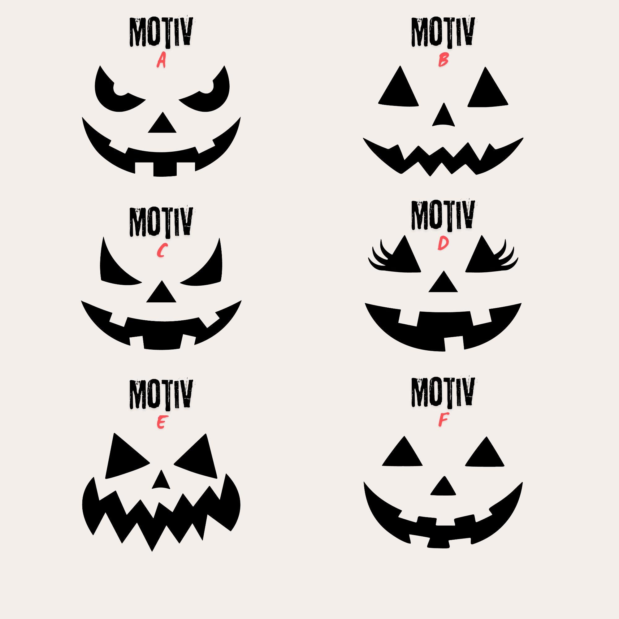 Halloween Kürbis Gesicht Aufkleber,Vinylsticker, Kürbisschmuck Sticker, Gesichtsaufkleber, Vinyl, Gruselgesicht -6 Motive zur Auswahl  #SVEY
