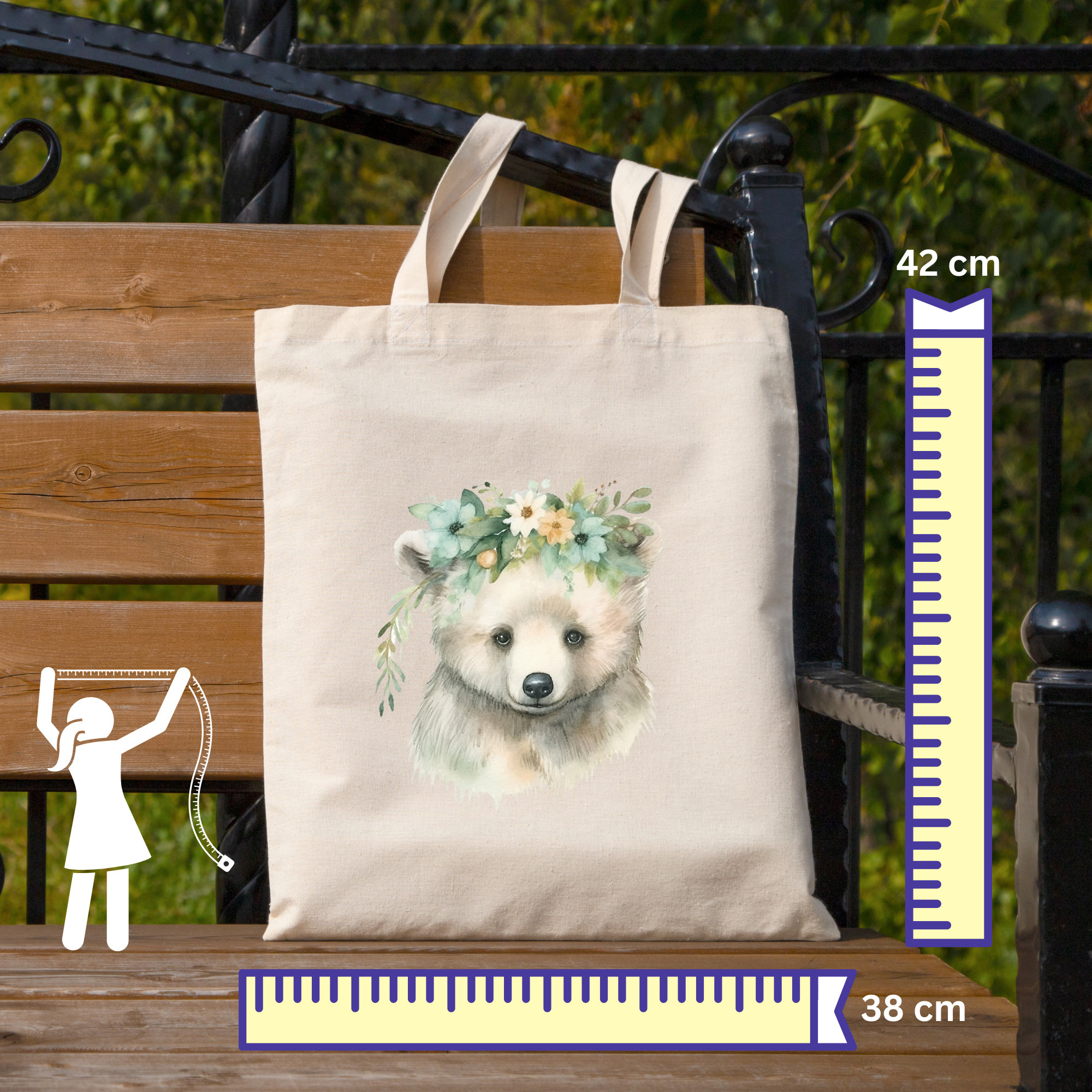 Stofftasche, Stoffbeutel, Einkaufstasche, Tasche, Geschenk in Weiß oder Beige  "Bär Mamabär"