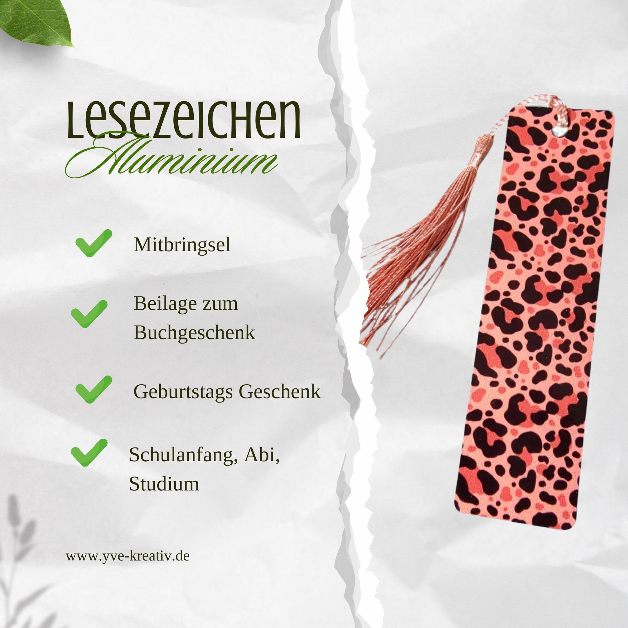 Lesezeichen aus Aluminium Animalprint Leopard Geschenk Geburtstag Mitbringsel Freundin Buchgeschenk Leseratte #LEALU Lesezeichen aus Aluminium Animalprint Leopard Geschenk Geburtstag Mitbringsel Freundin Buchgeschenk Leseratte #LEALU
