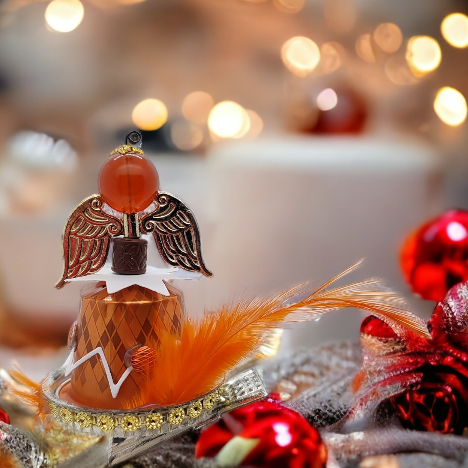 Engel aus Kaffeekapseln Christbaumkugel / Weihnachtskugel / Weihnachtsdeko auf Metallklammer Christbaumclips