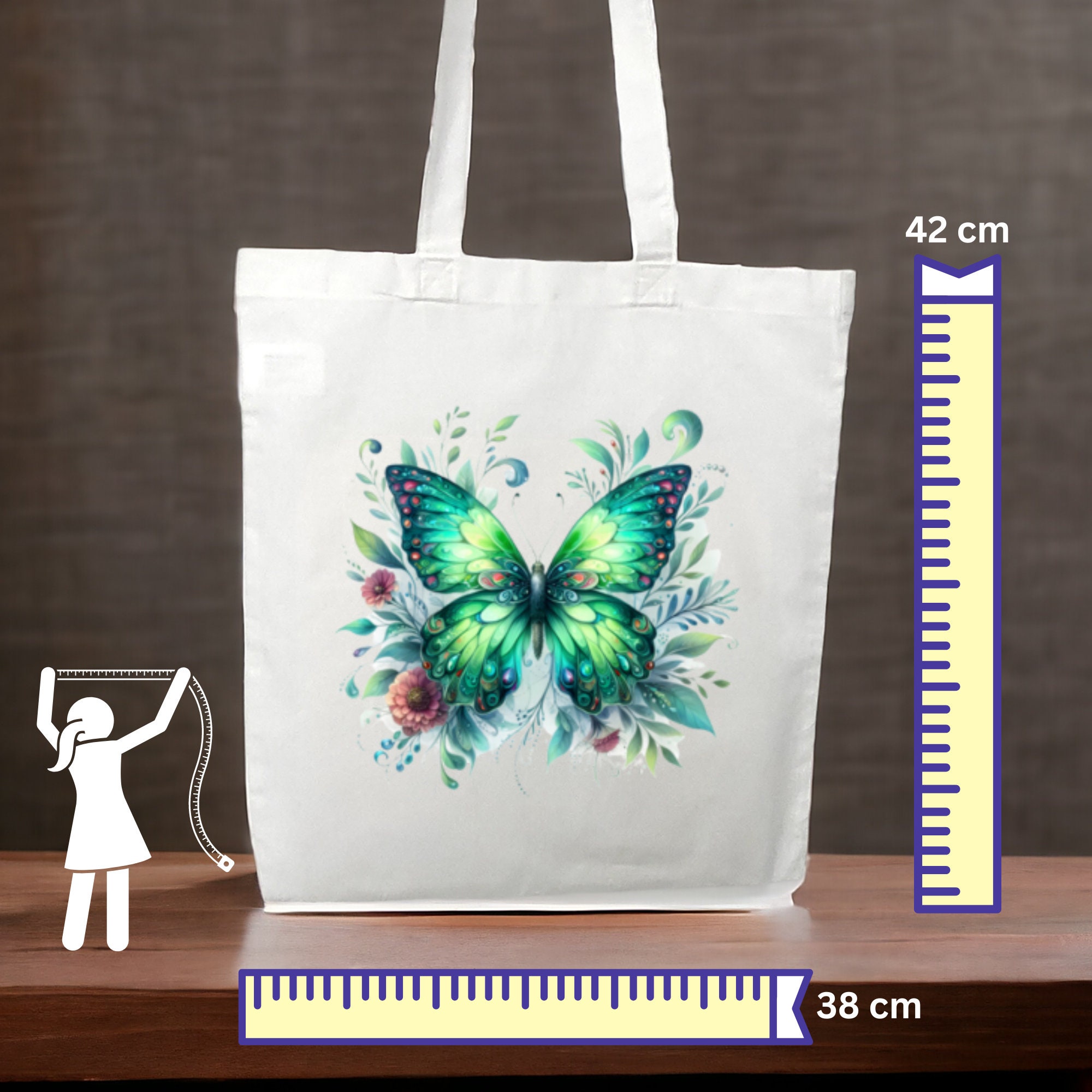 Stofftasche Stoffbeutel Schmetterling Einkaufstasche Tasche Geburtstag Geschenk Mama Muttertag in Weiß oder Beige  #STSUB