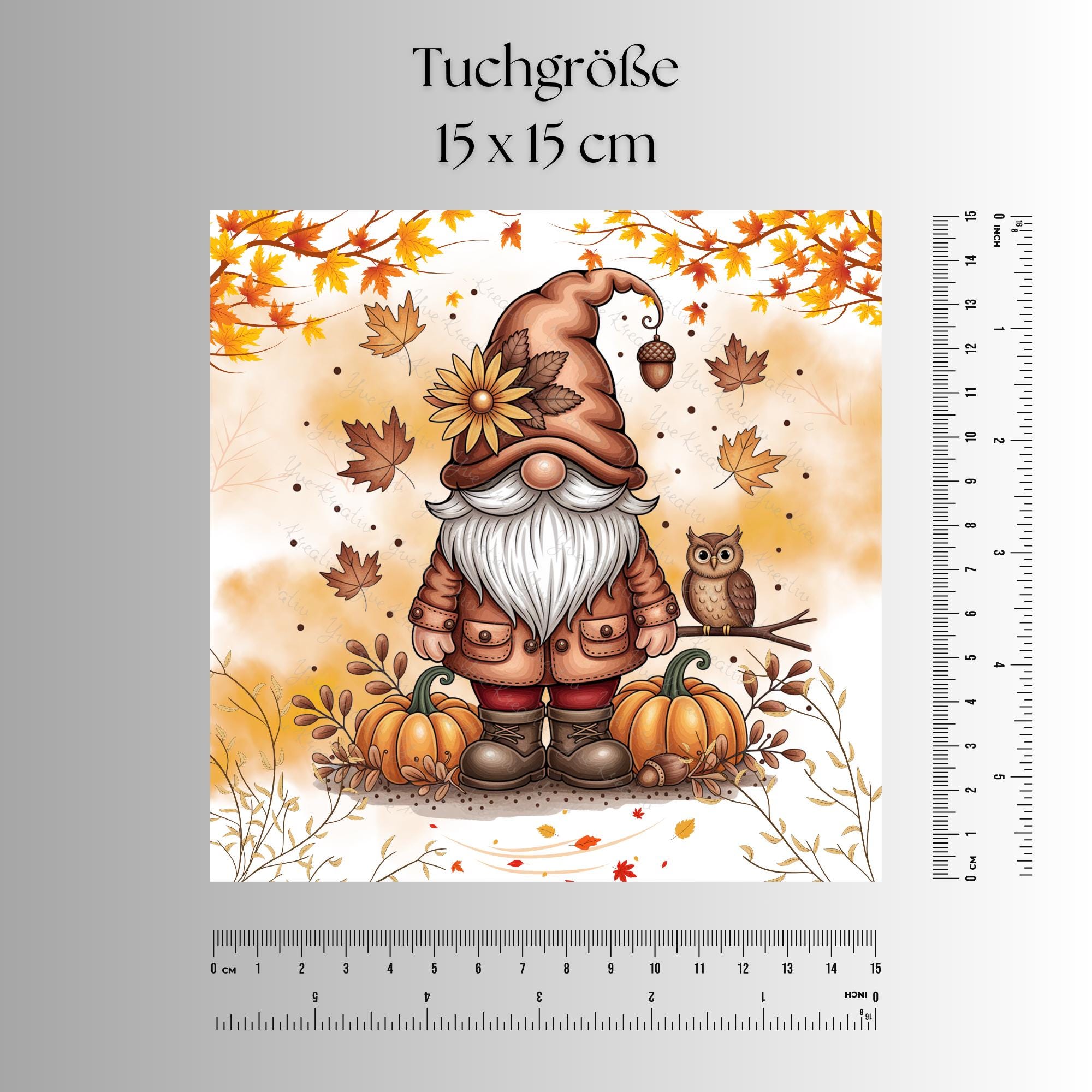 Brillenputztuch Wichtel Herbst Gnom bedrucktes Mikrofasertuch für Brille Display Handy Sonnenbrille Größe 15x15 cm oder 20x20 cm #SA15