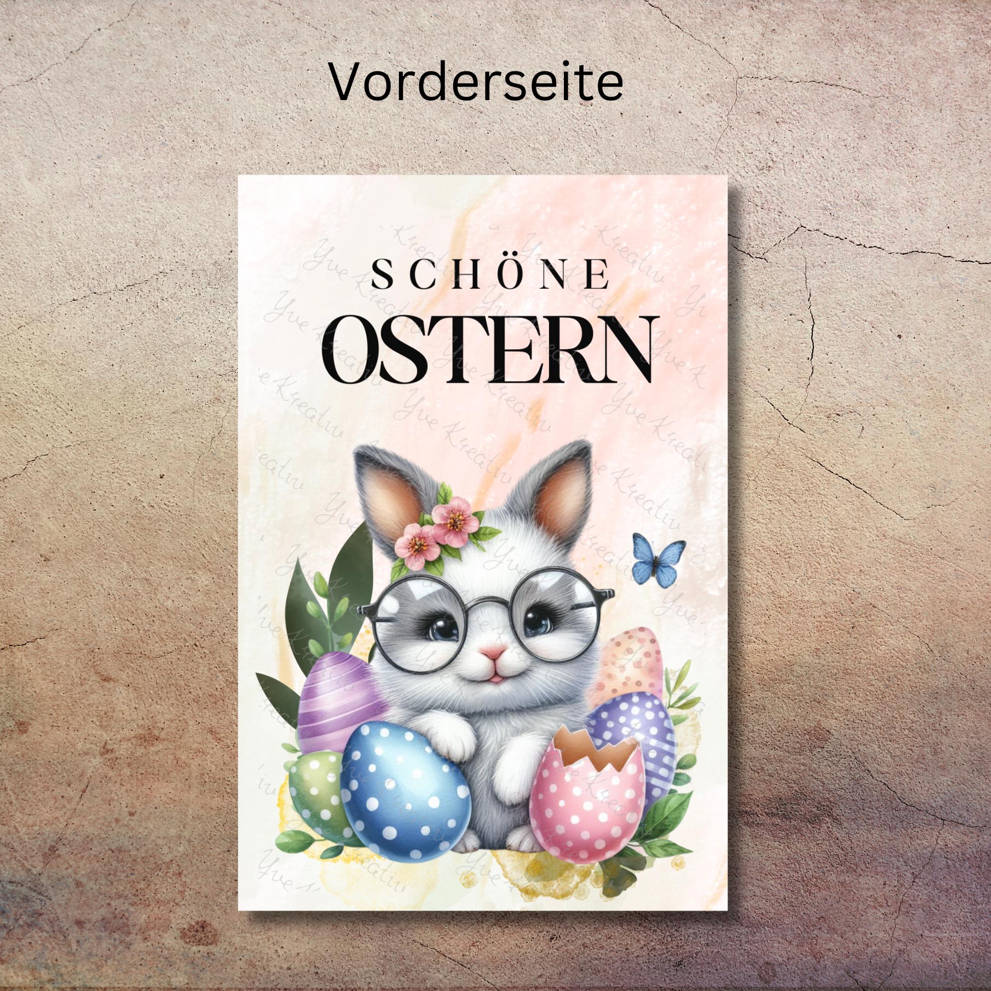 Karte zu Ostern, Postkarte, Glückwunschkarte, Grußkarte, Geschenkkarte auf DIN A6 Karte mit Glanzoberfläche #PHO
