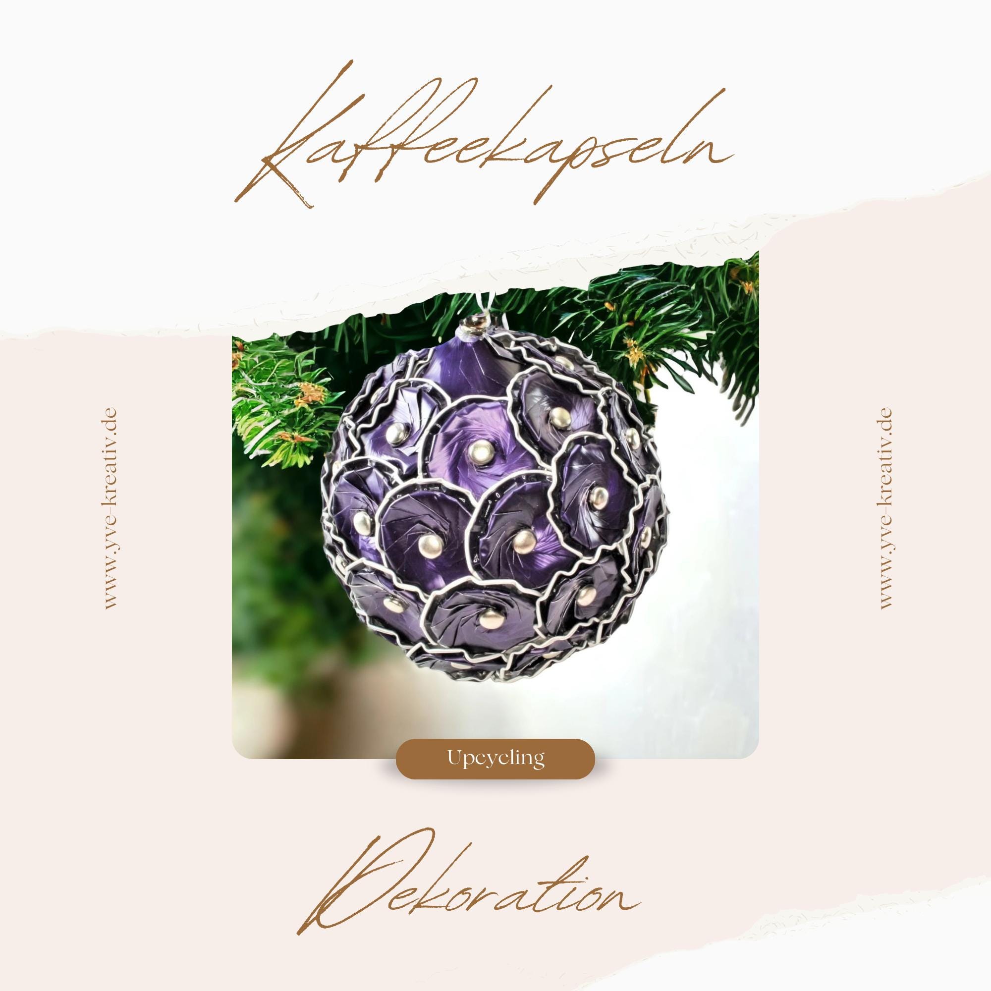 Große Weihnachtskugel Dekokugel aus Kaffeekapseln Christbaumkugel Weihnachtsornament Weihnachtsdeko Fensterdeko Upcycling  #627795775