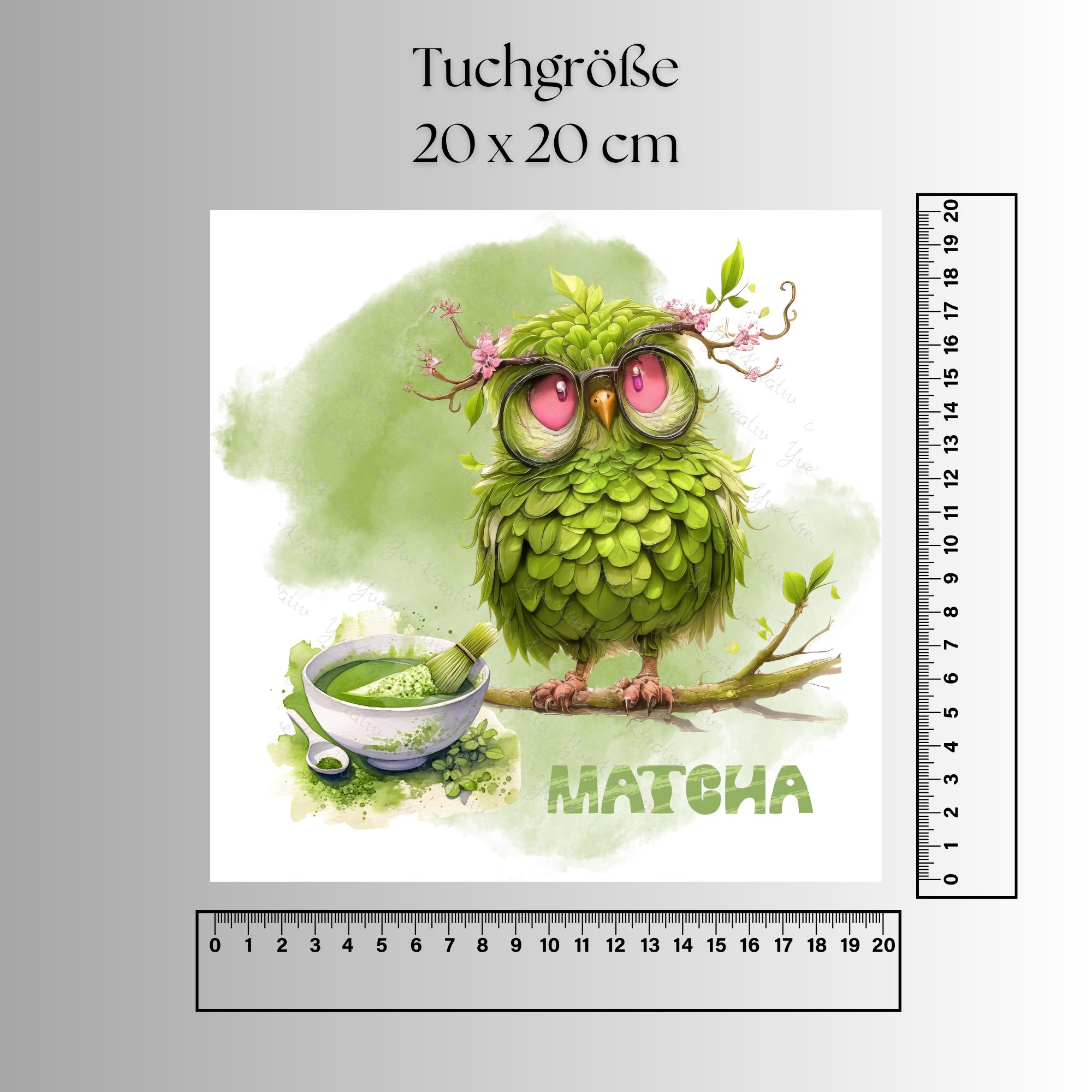 Brillenputztuch Matcha Tee Eule Geschenk Geburtstag Mitbringsel Teetrinker bedrucktes Mikrofasertuch für Brille Sonnenbrille Displays #ES14