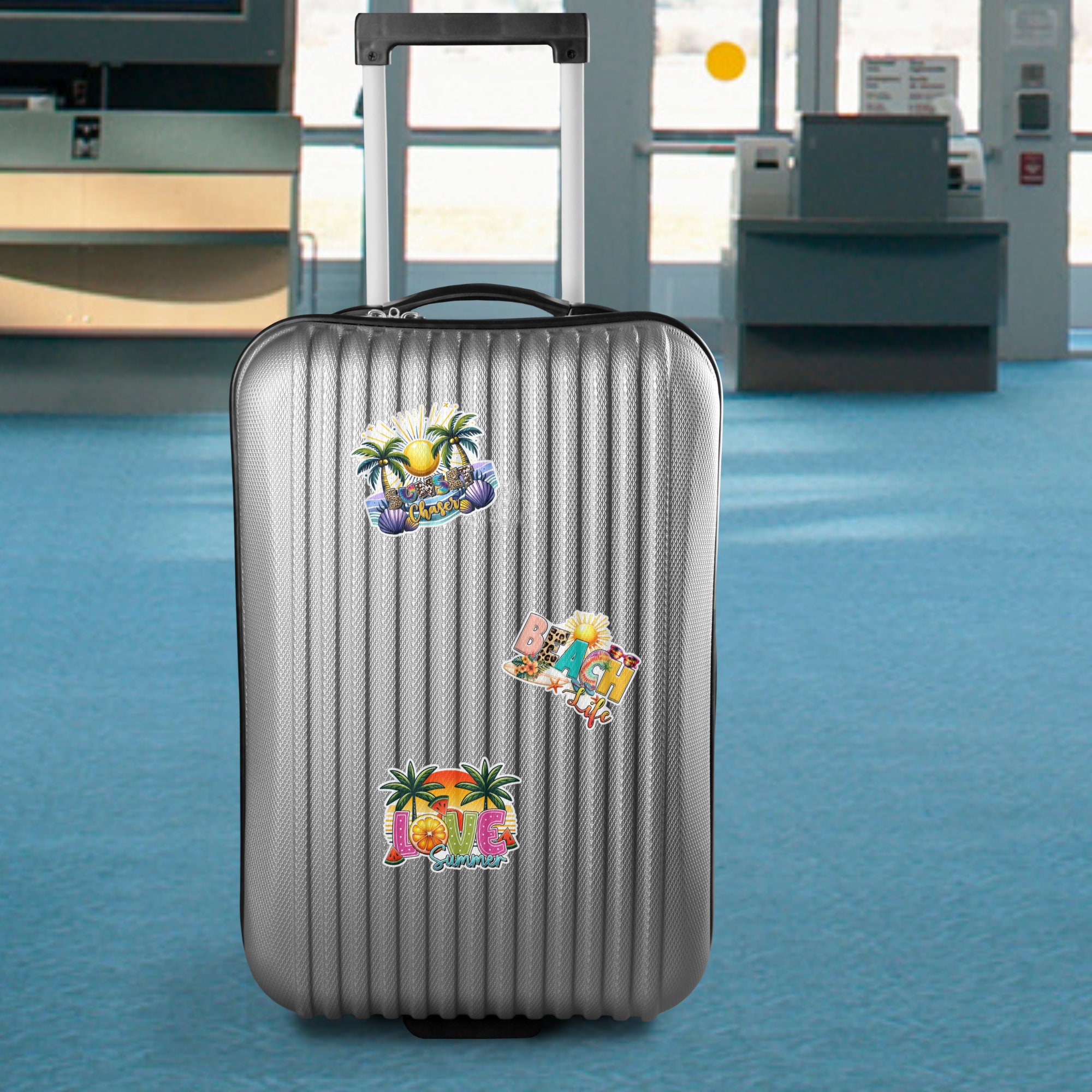 Kofferaufkleber, Aufkleber, Reiseaufkleber, Urlaub Sticker, großer Koffer Sticker  - 3 Aufkleber zur Auswahl in Weiß oder Transparent  #SEG8