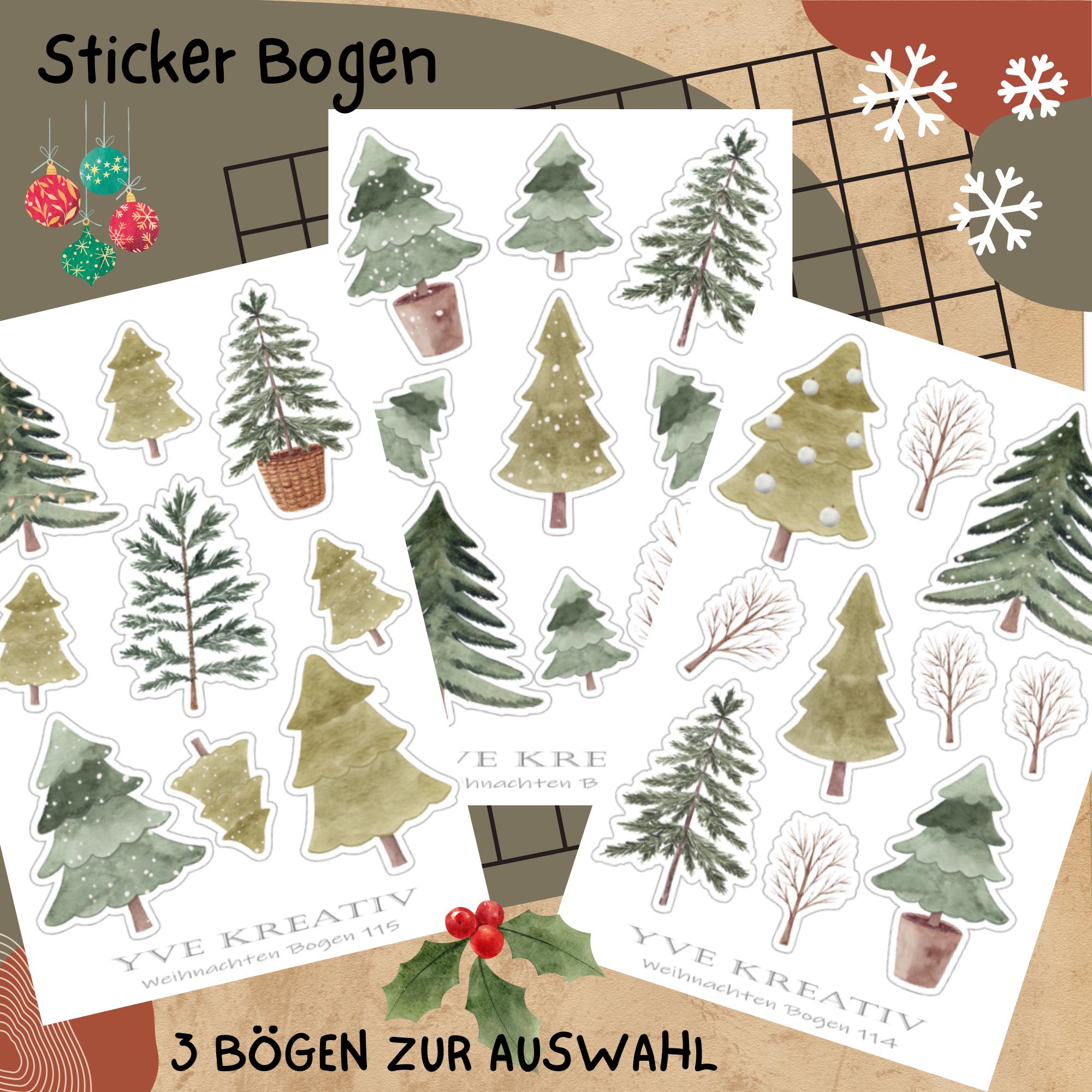 Aufkleber Sticker Bogen "Tannenbäume Wald" | Sticker Set - 3 Stickerbogen zur Auswahl in Weiß - Transparent - Matt - Glanz  #SBA6