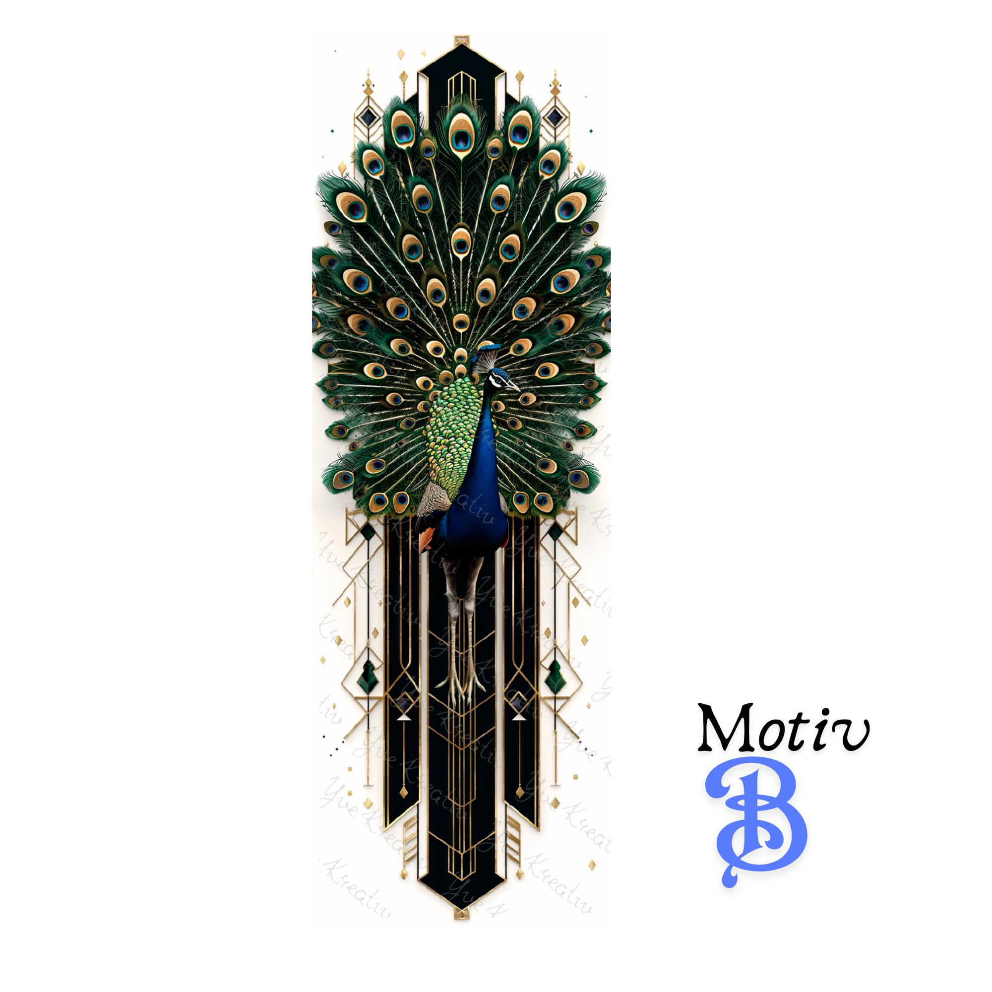 Lesezeichen aus Aluminium Geschenk zum Geburtstag Buchgeschenk "Motiv Pfau Art Deco Stil" Bookmark - 2 Motive zur Auswahl  #LEALU