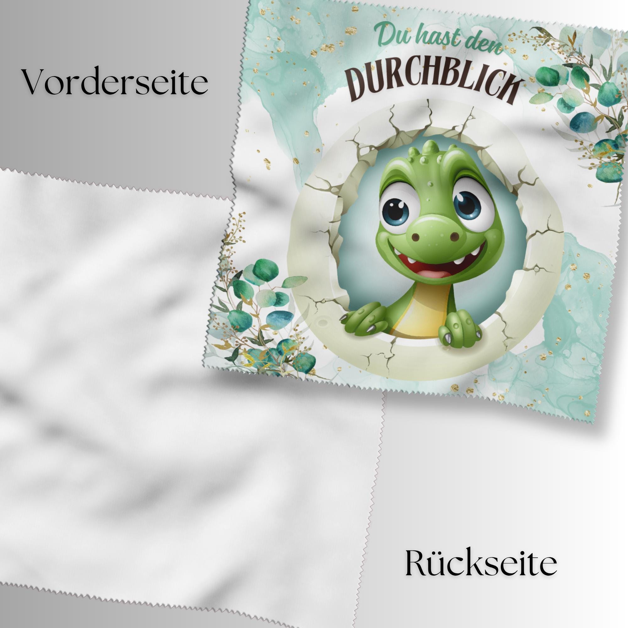 Brillenputztuch Dino Durchblick bedrucktes Mikrofasertuch für Brille Sonnenbrille Reinigungstuch Handy Bildschirm Kamera Objektiv #TI152