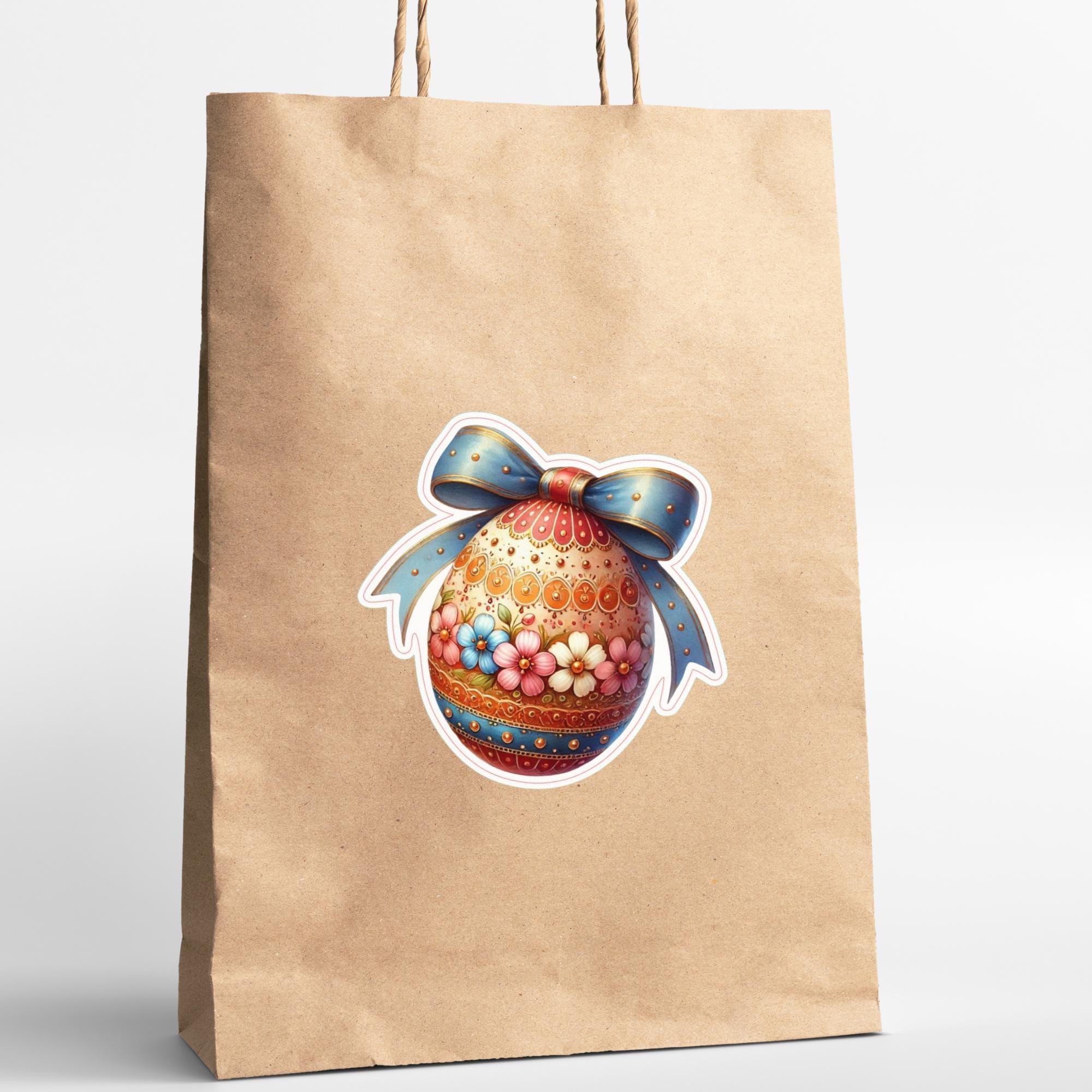 Aufkleber Ostern großer 8 cm Sticker Osterei Deko Osterfest Geschenkaufkleber Dekoei - zur Auswahl in Weiß oder Transparent  #SEG8