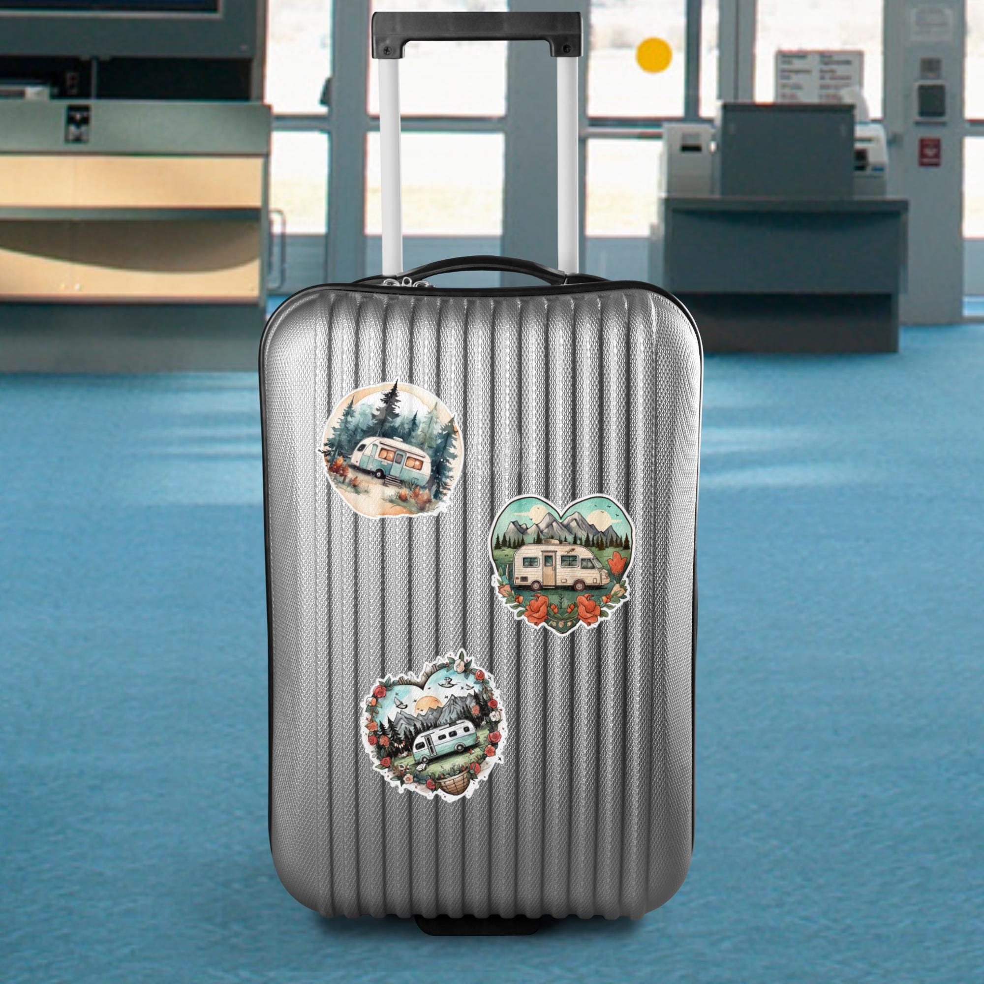 Kofferaufkleber Aufkleber Urlaub Reiseaufkleber großer Sticker Camping - 3 Aufkleber Motive zur Auswahl in Weiß oder Transparent #SEG8 Kofferaufkleber Aufkleber Urlaub Reiseaufkleber großer Sticker Camping - 3 Aufkleber Motive zur Auswahl in Weiß oder Transparent #SEG8