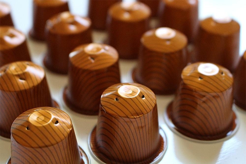 10 leere Kaffeekapseln "Kupfer-Nadelstreifen"  #KNS