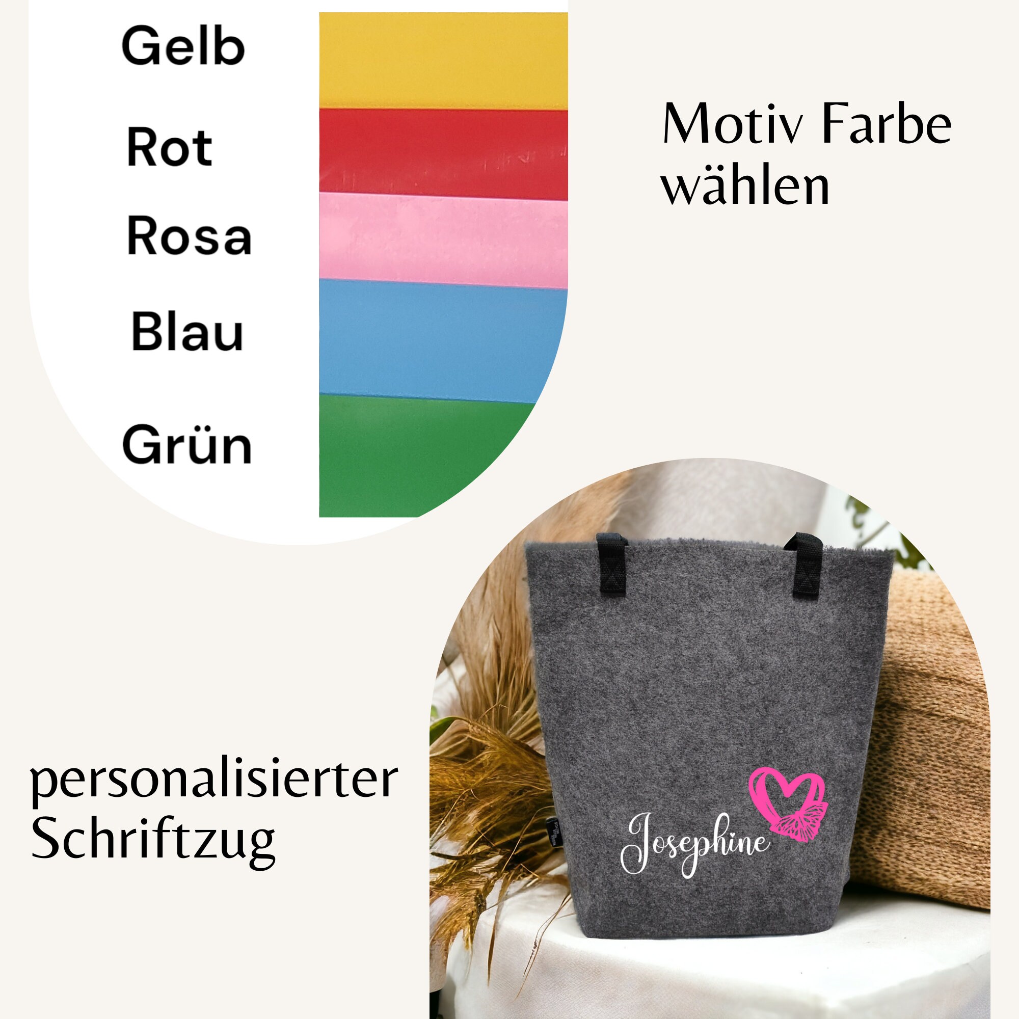 Tragetasche personalisiert, Filztasche mit NAME / OMA / MAMA als Geschenk zum Muttertag Valentinstag Geburtstag Weihnachten