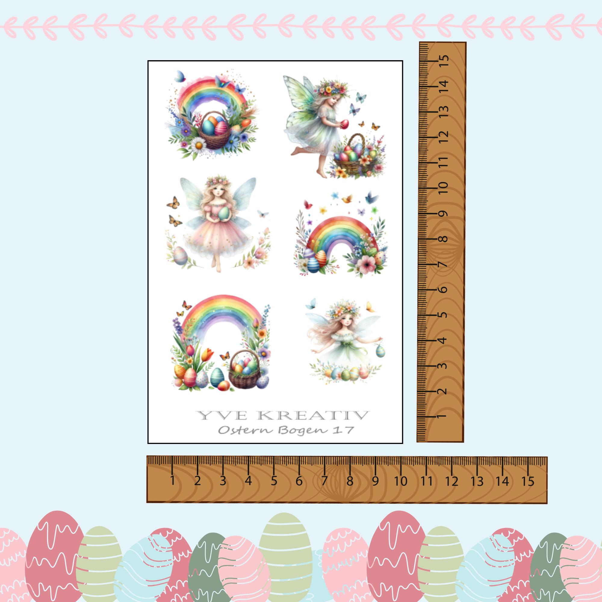 Sticker Bogen, Aufkleber zu Ostern Regenbogen | Sticker Set - 2 Stickerbogen zur Auswahl in Weiß - Transparent - Matt - Glanz  #SBA6
