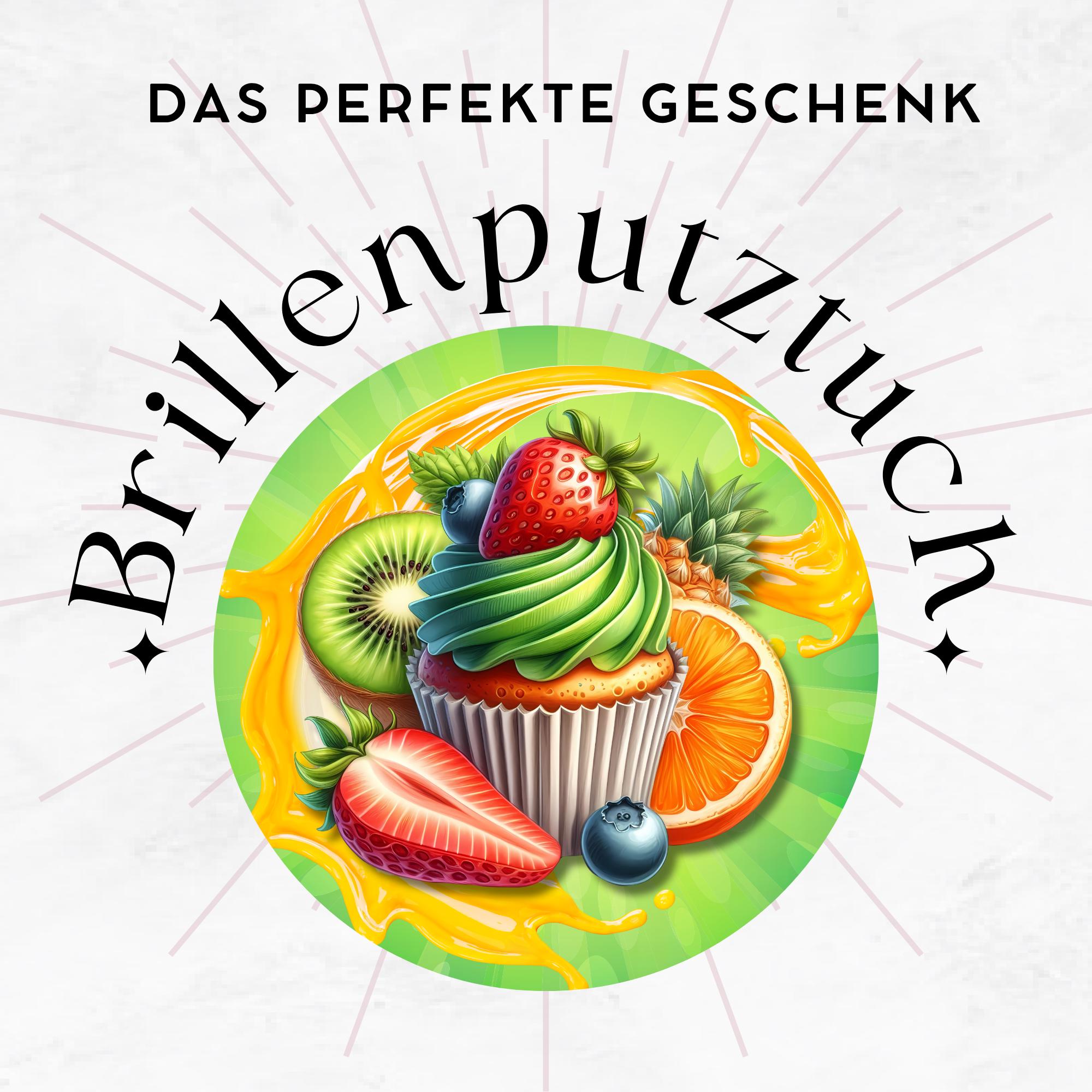 Brillenputztuch Frucht Muffin bedrucktes Mikrofasertuch Brillen Displaytuch Geschenk Geburtstag Mitbringsel Sommerparty #ES6