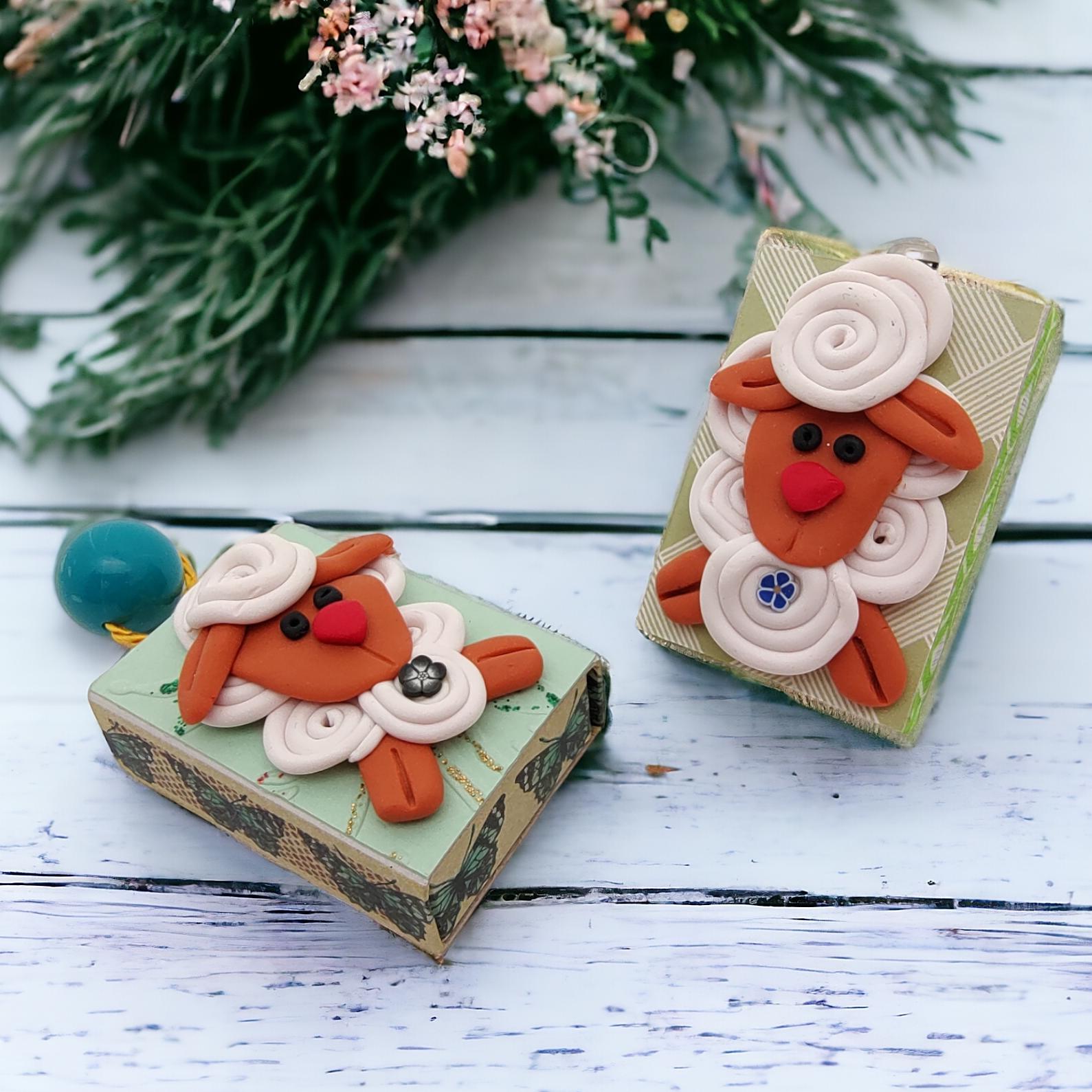 Kleine Schachtel für Geldgeschenke, verzierte Streichholzschachtel mit Schaf für Gutscheine und mehr  #613961030
