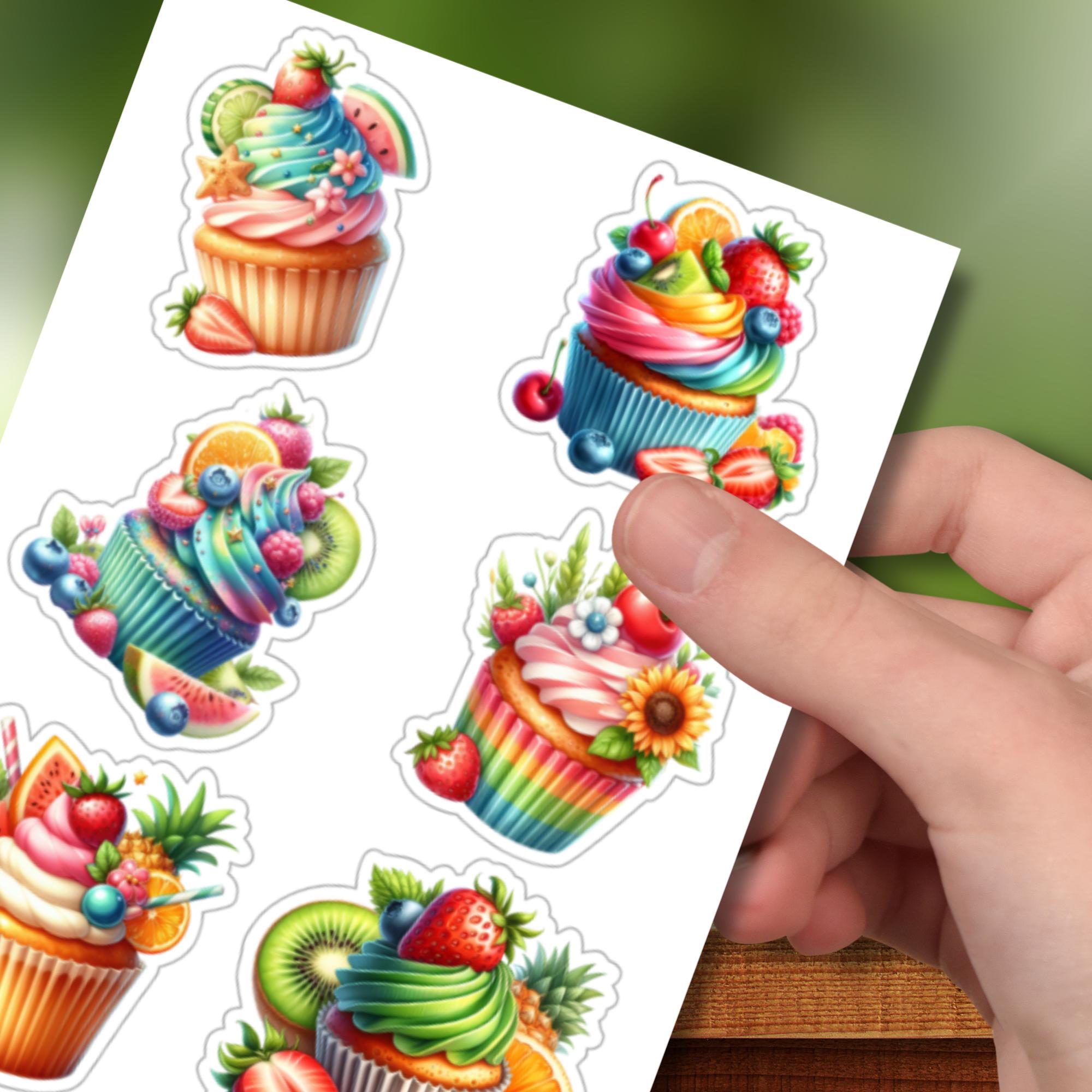 Aufkleber Cupcake Sticker Muffin Sommer | Sticker Bogen Set - 3 Stickerbogen zur Auswahl in Weiß - Transparent - Matt - Glanz #SBA6 Aufkleber Cupcake Sticker Muffin Sommer | Sticker Bogen Set - 3 Stickerbogen zur Auswahl in Weiß - Transparent - Matt - Glanz #SBA6