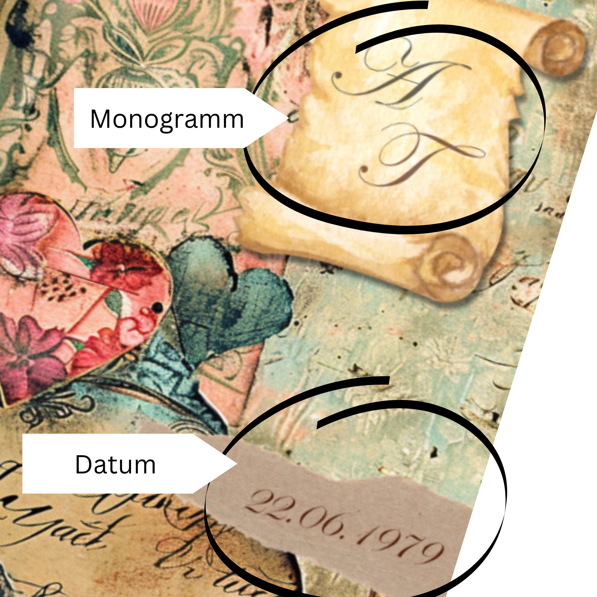 Notizblock personalisiert mit Monogramm + Datum DIN A6 Ringblock Schreibblock Notizbuch Zettelblock für Schule oder private Notizen  #A6SO