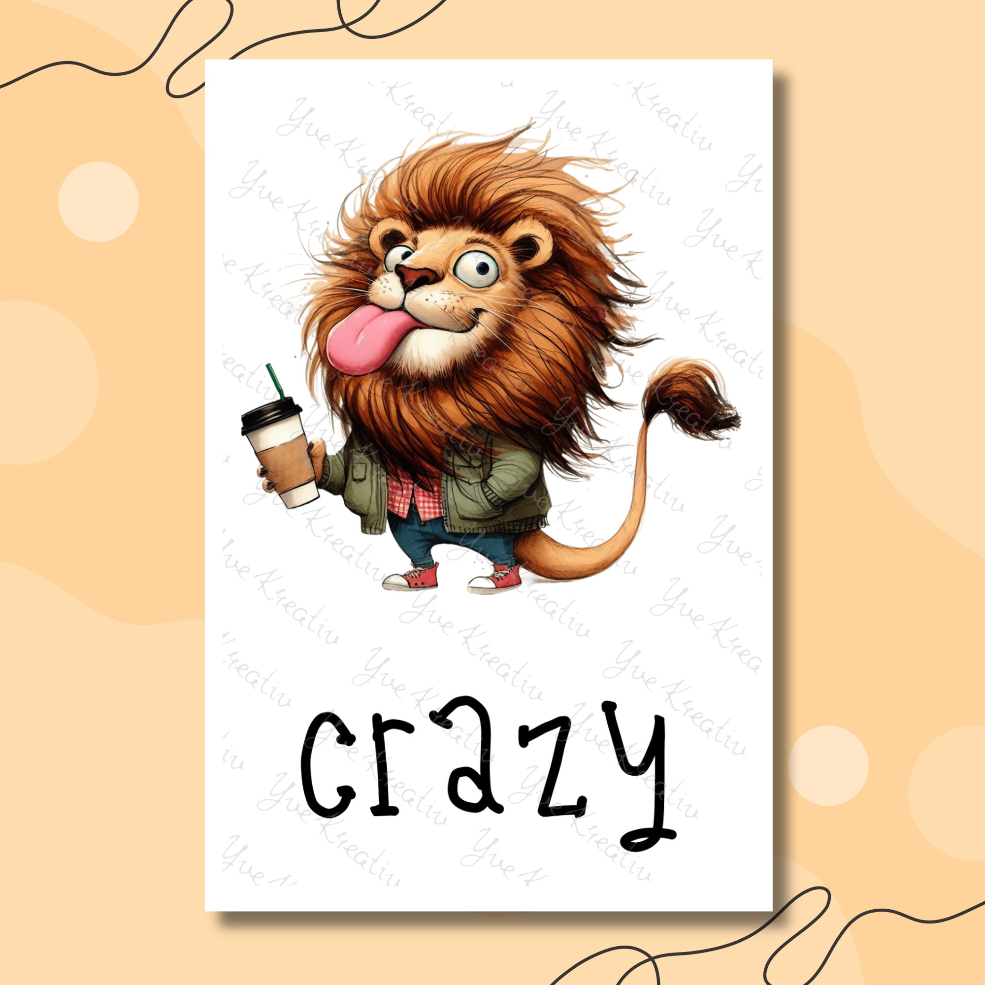 Postkarte, Grußkarte, Karte zum Geburtstag I Crazy, Funny, Lovely I Löwe