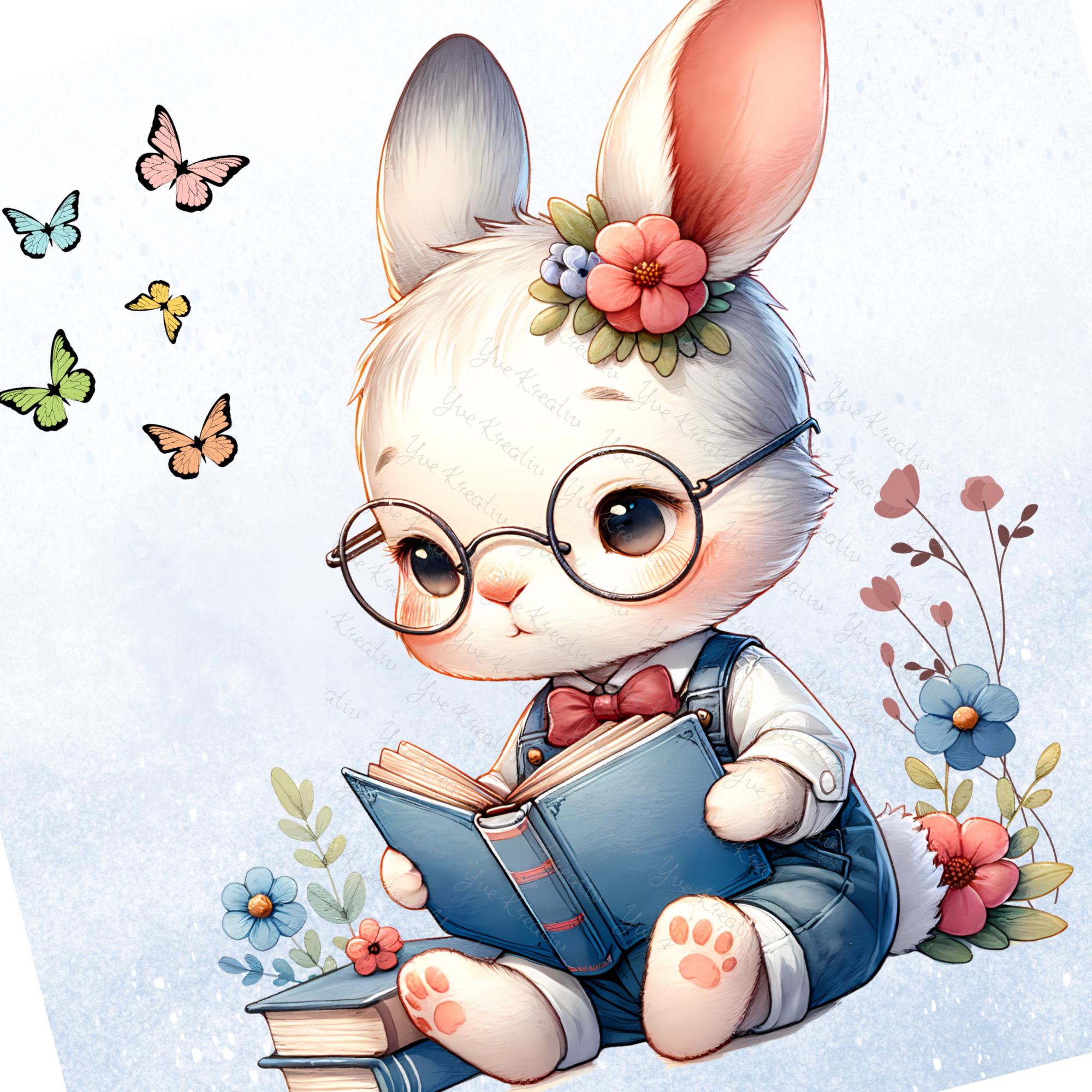 Brillenputztuch Lese Hase bedrucktes Mikrofasertuch für Brillen Sonnenbrille Display Handy Geschenk Freundin Geburtstag Mitbringsel #TI129