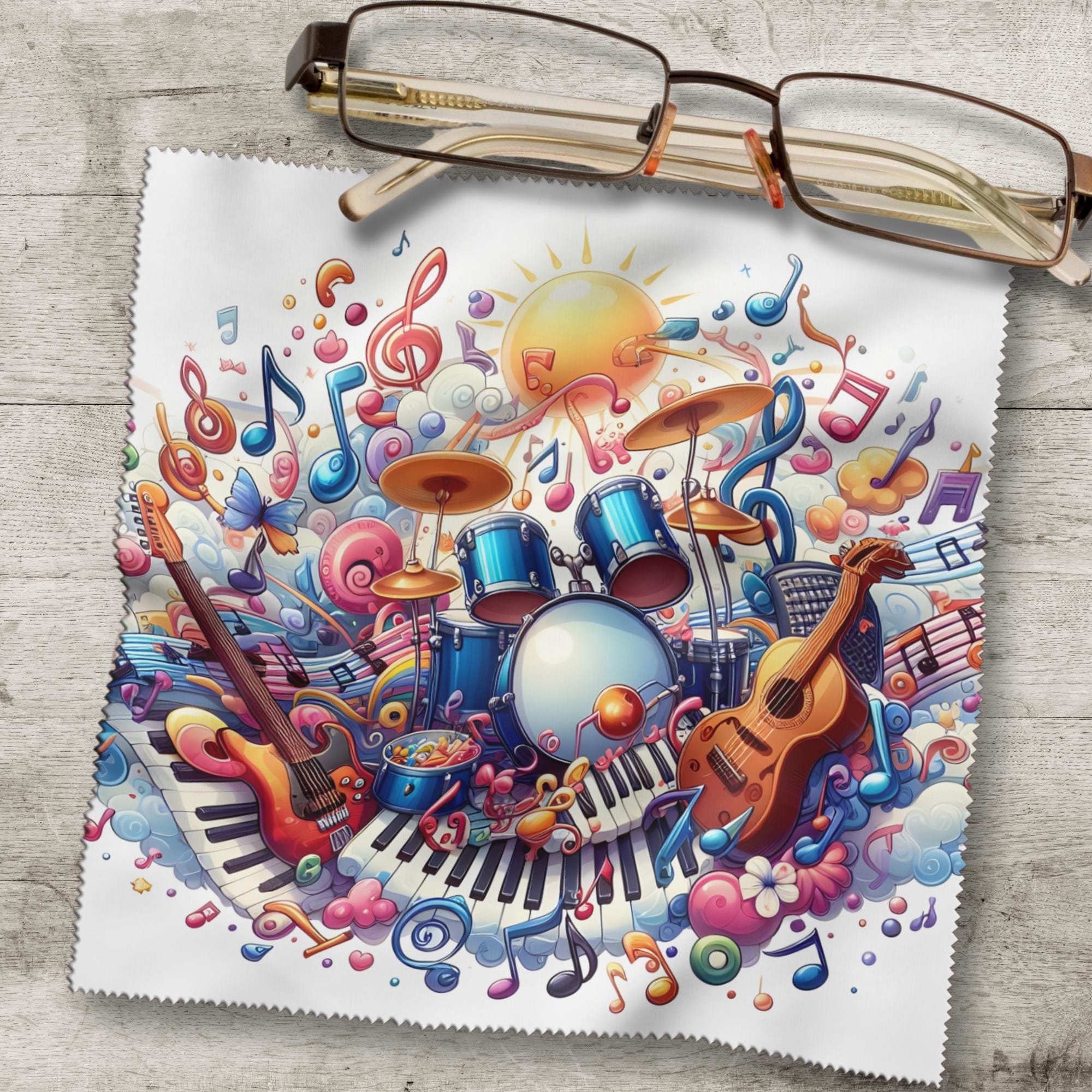 Brillenputztuch Welt der Musik bedrucktes Mikrofasertuch für Sonnenbrille Displays Handy Geschenk Musiker Mitbringsel Musiklehrer #MC18