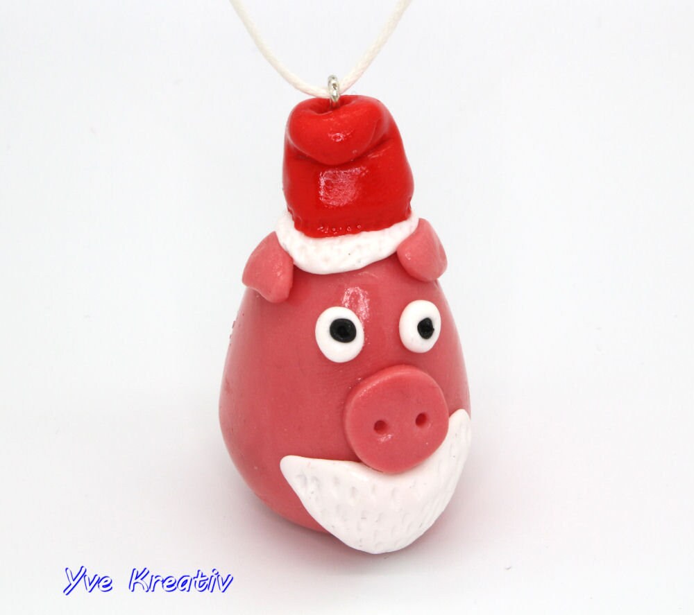 Weihnachtsbaum Anhänger "Weihnachtsschwein", Ornament handmodeliert, Christbaumschmuck, Geschenkanhänger  #613960856